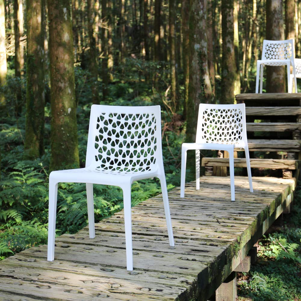 Lagoon Milan White Stackable Outdoor Dining Chairs - Set of 2, Weather-Resistant Patio Furniture for Garden, Poolside & Backyard Entertaining