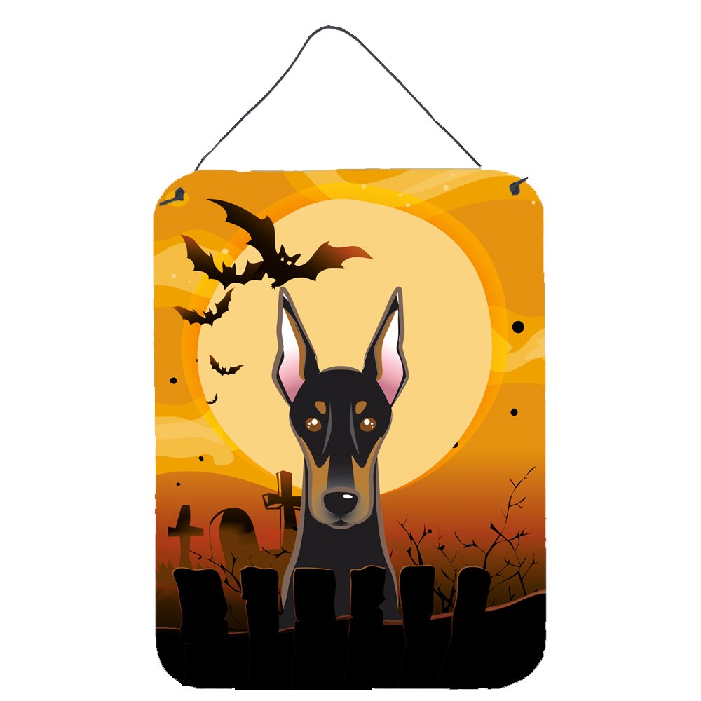 Halloween Doberman Metal Wall Decor - 12x16 Aluminum Sign for Kitchen, Bar, Bathroom & Front Door | Spooky Home Decor | Perfect for Halloween Party & Haunted House Theme