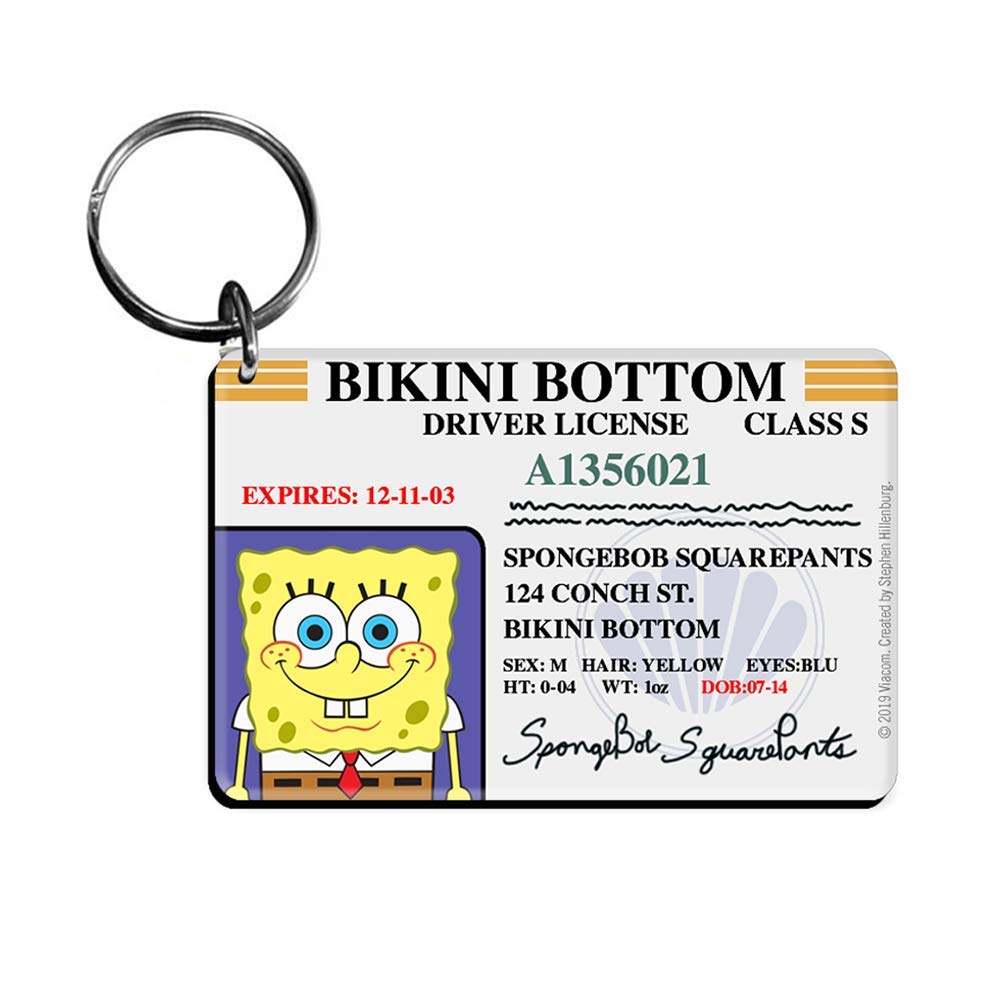 SpongeBob SquarePants Bikini Bottom Driver's License Keychain Set - 3 Pack with SpongeBob, Patrick & Mr. Krabs Keychains - Officially Licensed Nickelodeon Merchandise - Perfect for Car Keys, Backpacks and SpongeBob Fans Gifts