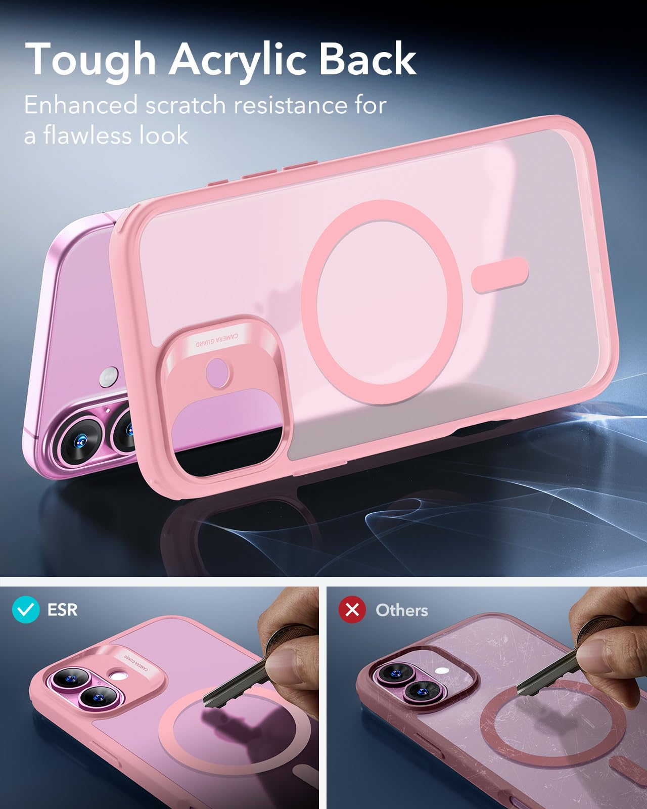 ESR MagSafe Compatible iPhone 16 Plus Case - Military-Grade Shockproof Protection, Magnetic Phone Cover with HaloLock Technology (Frosted Pink) | Perfect for Everyday Use, Travel & Outdoor Activities
