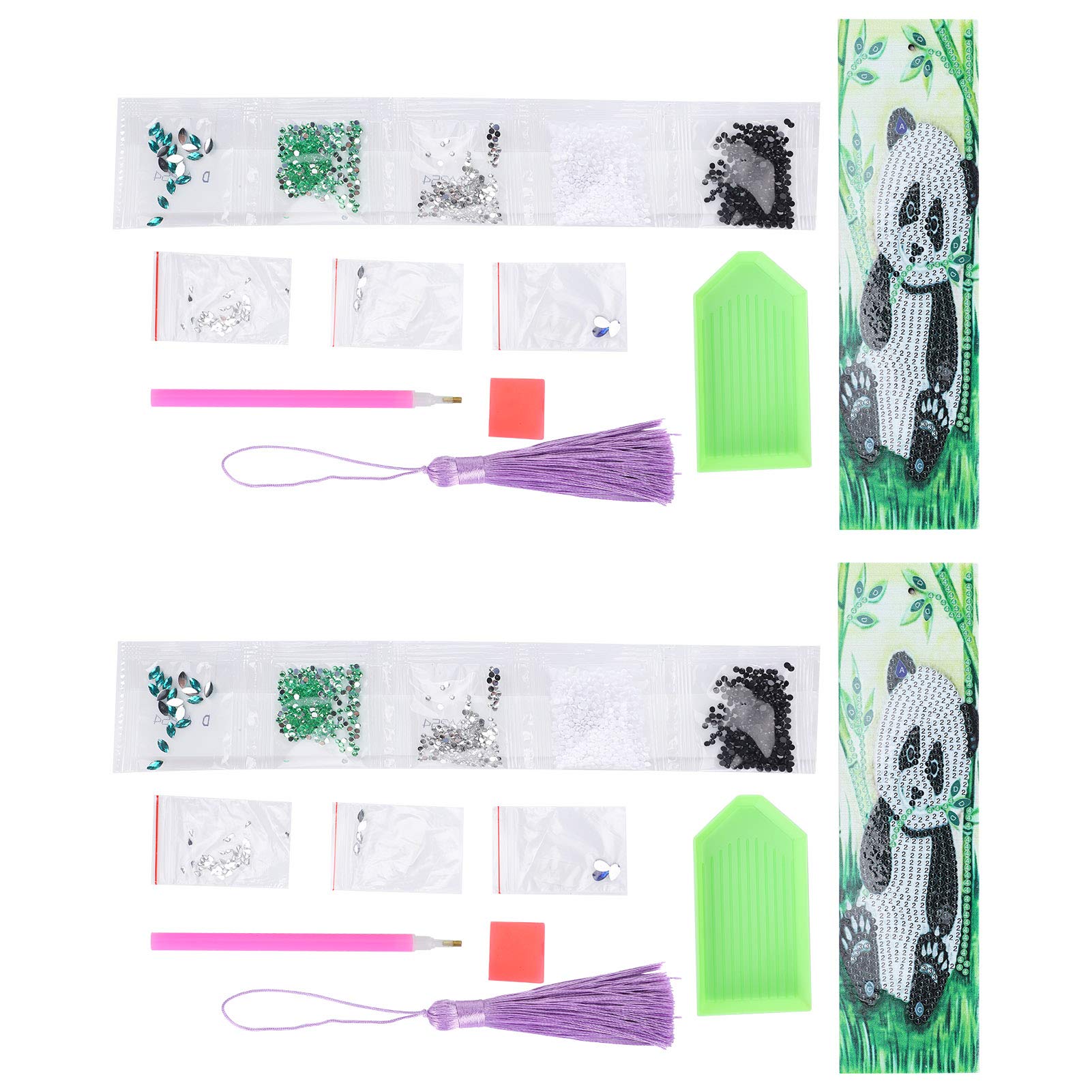 Zerodis 2-Pack Rhinestone Painting Bookmarks with Tassel - DIY Craft Bookmark Kit for Jewelry Making, Scrapbooking & Gift Wrapping - Perfect for Readers, Artists & Craft Lovers