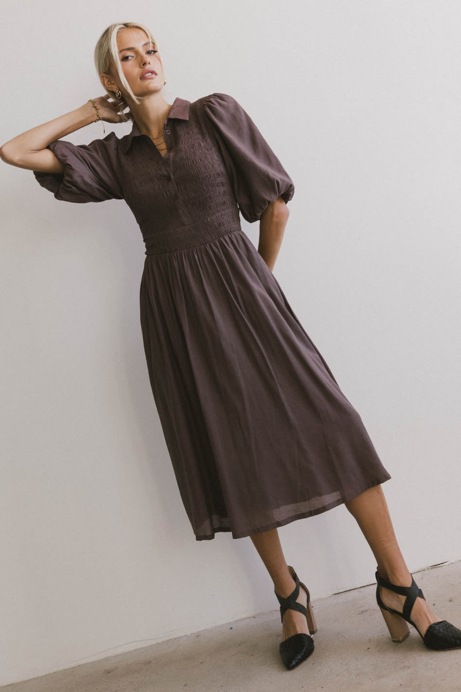 Elegant Belen Midi Dress in Mauve - Women's Flowy Summer Dress for Casual Wear & Special Occasions | Final Sale