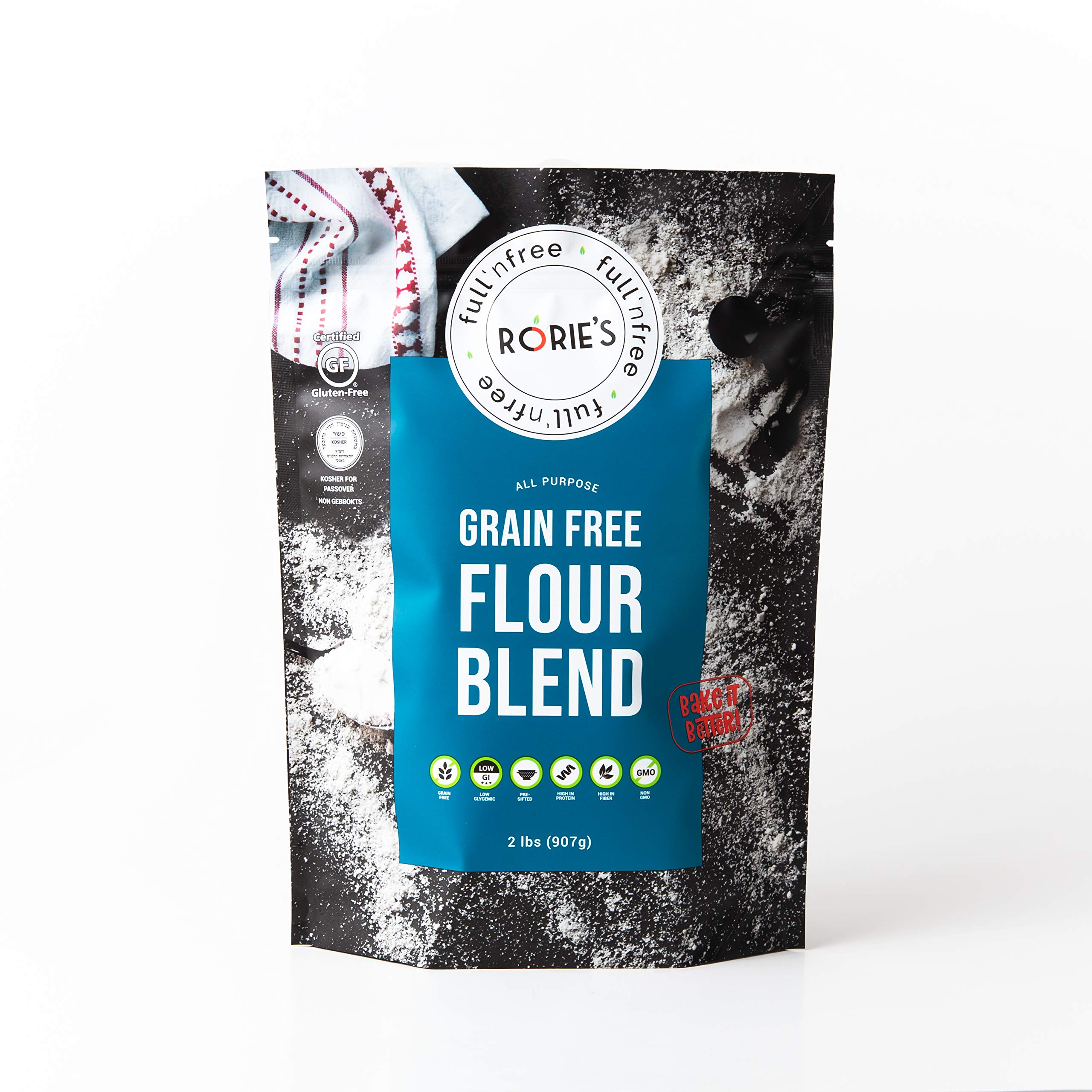 Rorie's Grain Free Flour Blend - Kosher for Passover All Purpose Baking Mix (2lb Pack of 4) - Perfect for Gluten-Free Cookies, Cakes & Passover Recipes