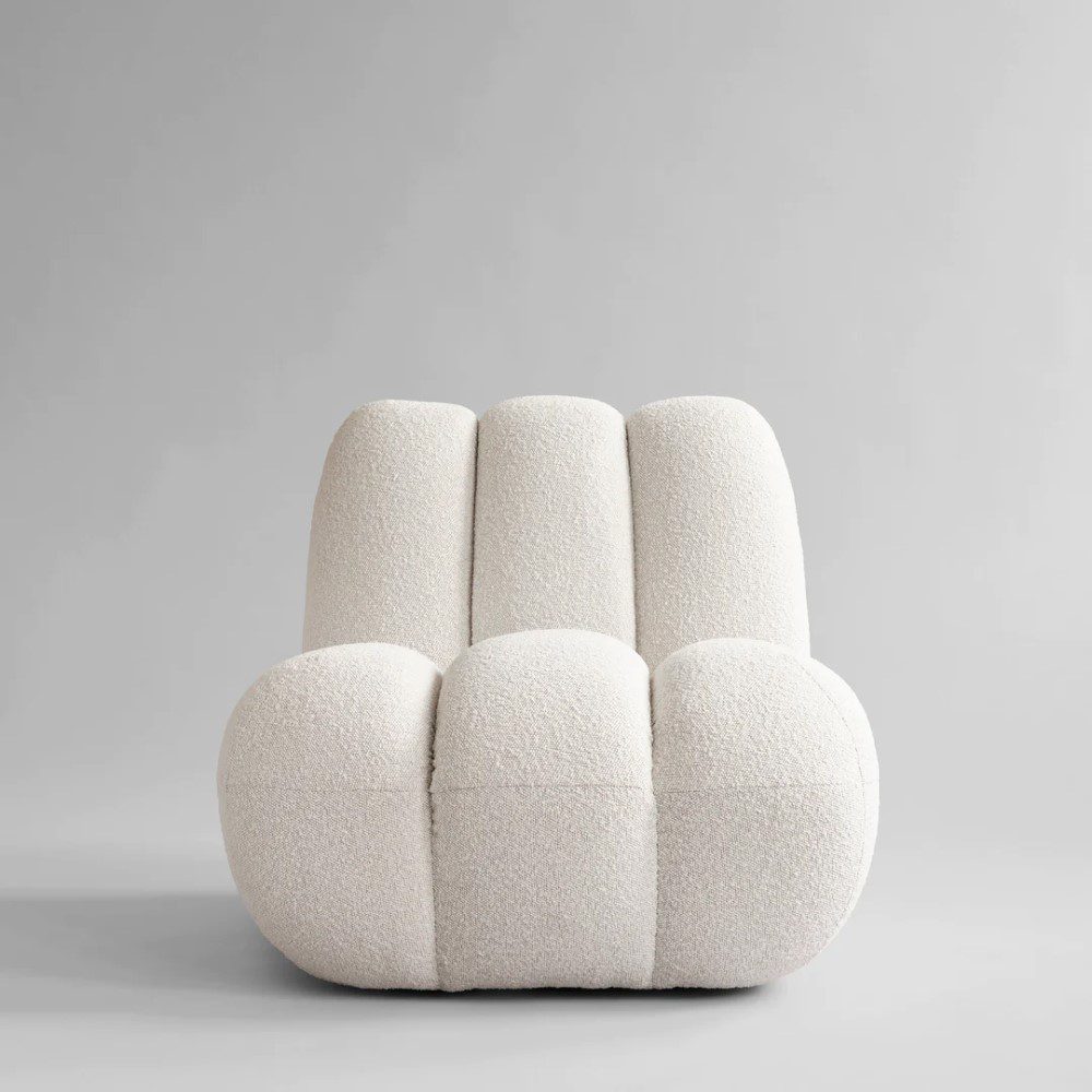 101 COPENHAGEN Toe Chair - Modern Bouclé Fabric Accent Chair for Living Room, Bedroom & Office - Stylish Scandinavian Design Small Space Seating with Curved Toe Detail