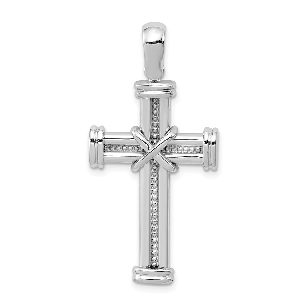 14k White Gold Rope Cross Pendant - Elegant Jewelry for Gifts & Faith