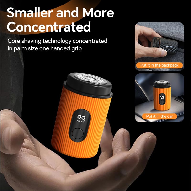 2025 Mini Electric Shaver for Men - Portable Rechargeable Waterproof Travel Razor with USB Charging | Perfect for Daily Shaving, Business Trips & Gifts (Orange)