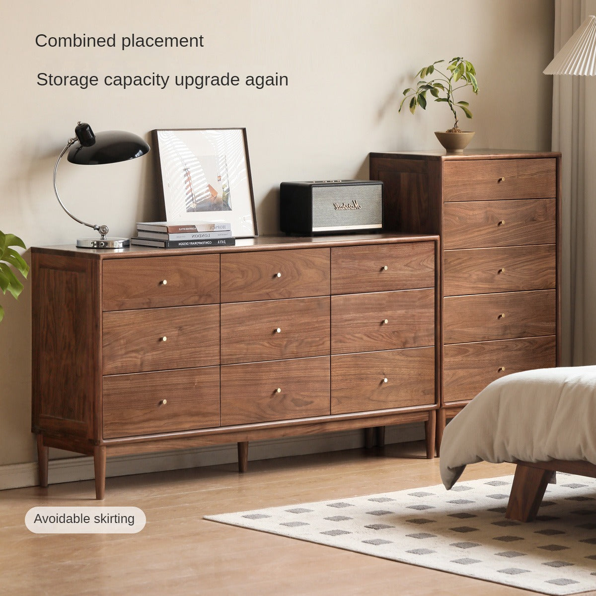 Solid Black Walnut & Oak Wood Drawer - Modern Porch Cabinet for Outdoor Storage & Entryway Organization | Perfect for Patio, Deck, and Garden Decor