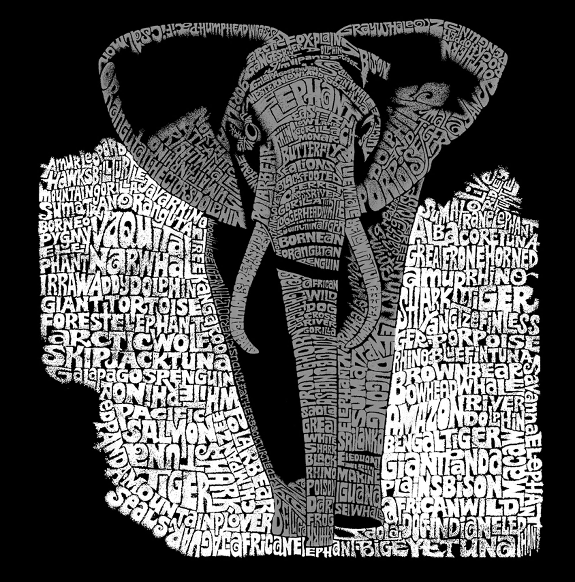 LA POP ART Men's Long Sleeve Graphic T-Shirt with Elephant Design - Stylish Casual Wear for Street Fashion & Urban Outfits