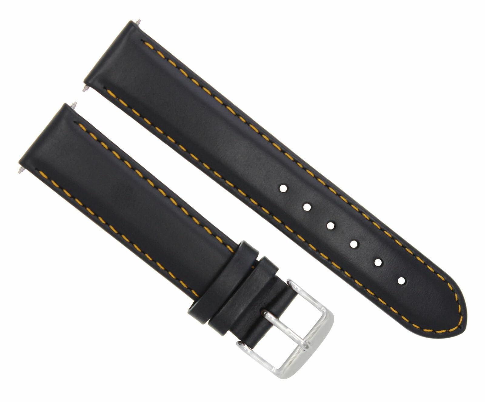 18mm Smooth Genuine Leather Watch Band Strap for Invicta Russian Watch - Black with Orange Stitching | Durable Replacement Strap for Men's & Women's Watches | Perfect for Casual, Business & Everyday Wear