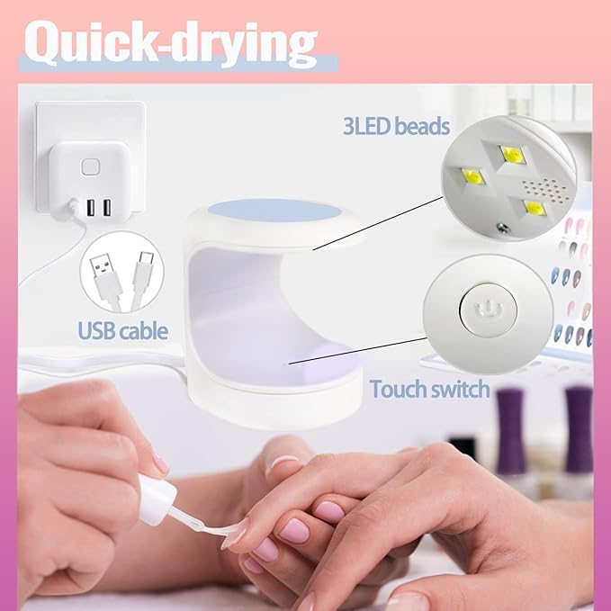 HESHIV Mini UV LED Nail Lamp - Professional Portable Gel Nail Dryer for Home & Salon Use | Fast Curing Light for DIY Nail Art, Manicure & Pedicure | Perfect for Gel Polish, Acrylic Nails & Nail Extensions