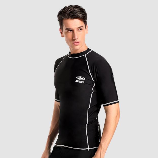 Men's UPF 50+ Sun Protection Short Sleeve Rash Guard Shirt - Quick Dry Swim Shirt for Surfing, Swimming, Beach & Outdoor Activities
