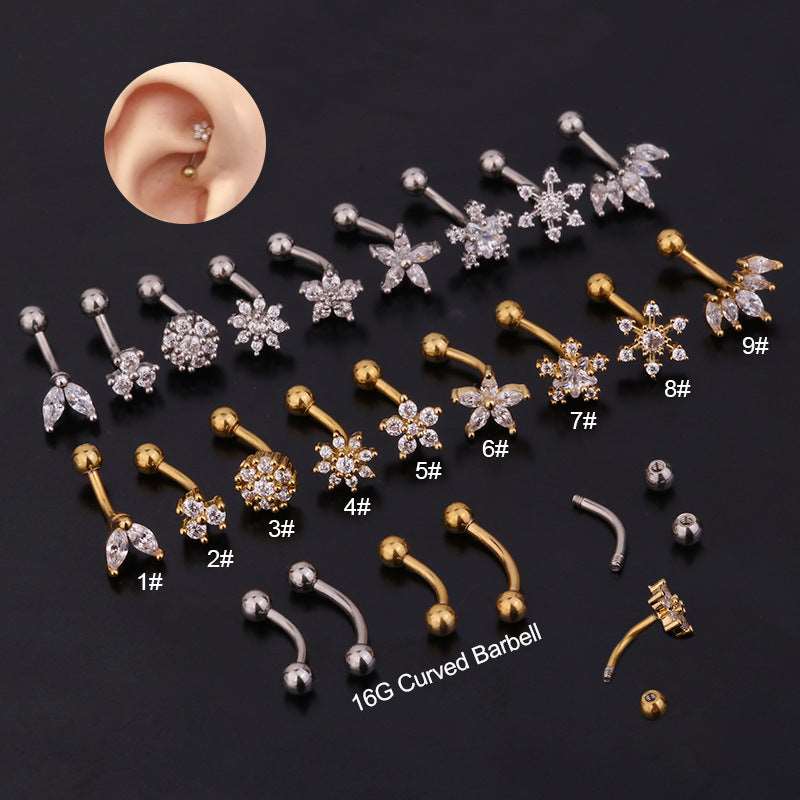 16G Curved Barbell Rook Piercing - Surgical Steel Flower Design Body Jewelry for Ear Cartilage | Perfect for Daily Wear, Parties & Unique Style Statements