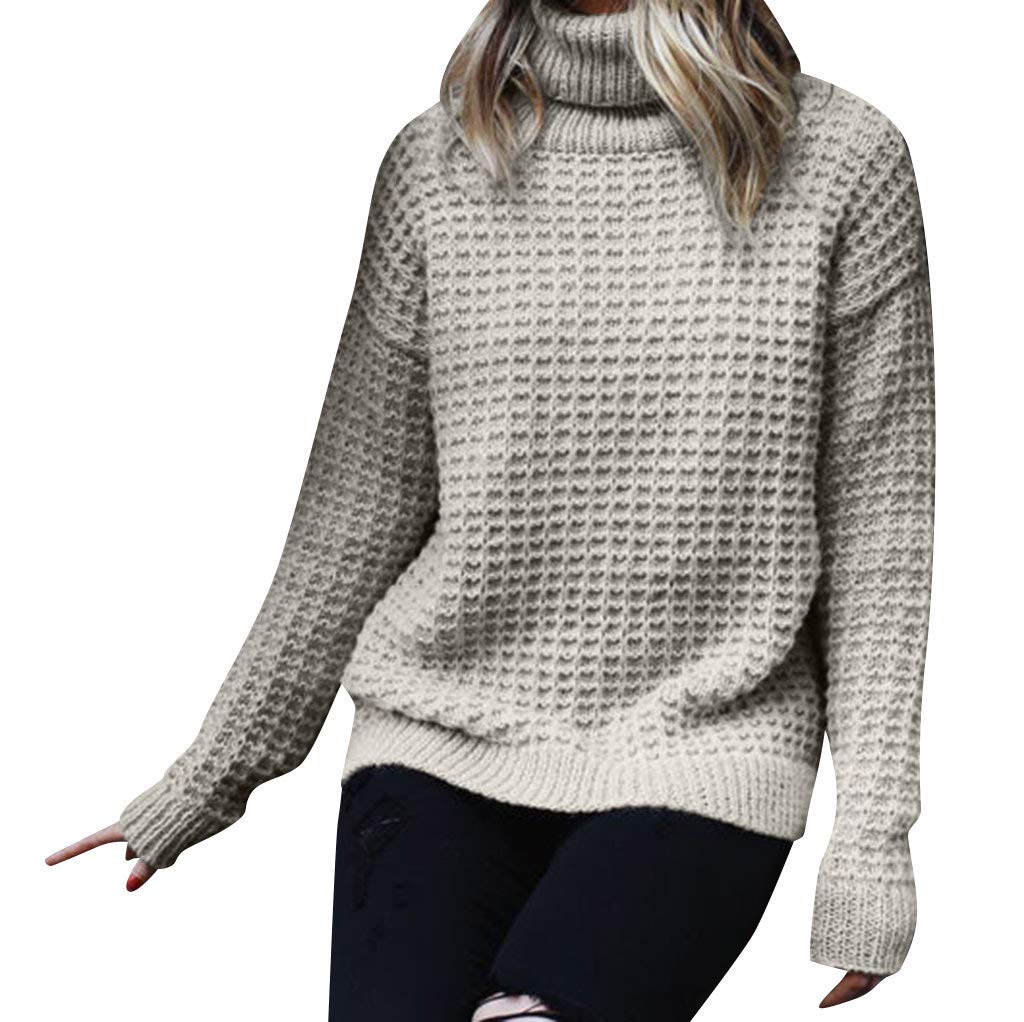 Eduavar Women's Casual Long Sleeve Turtleneck Oversized Chunky Knit Pullover Sweater - Winter Warm Fashion Top for Office, Date Night & Cozy Fall Outfits