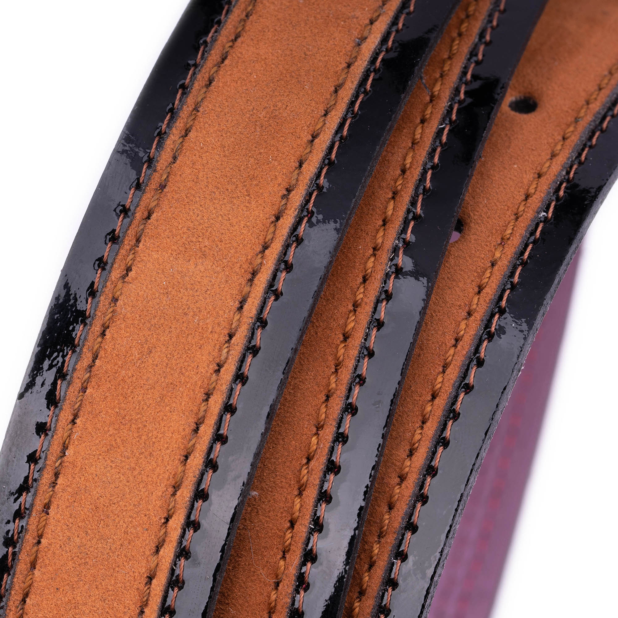 Premium Beige Suede 3.5 cm Genuine Leather Belt Strap for Montblanc Buckles - Black Patent Leather - Luxury Dress Belt for Business, Office & Formal Occasions