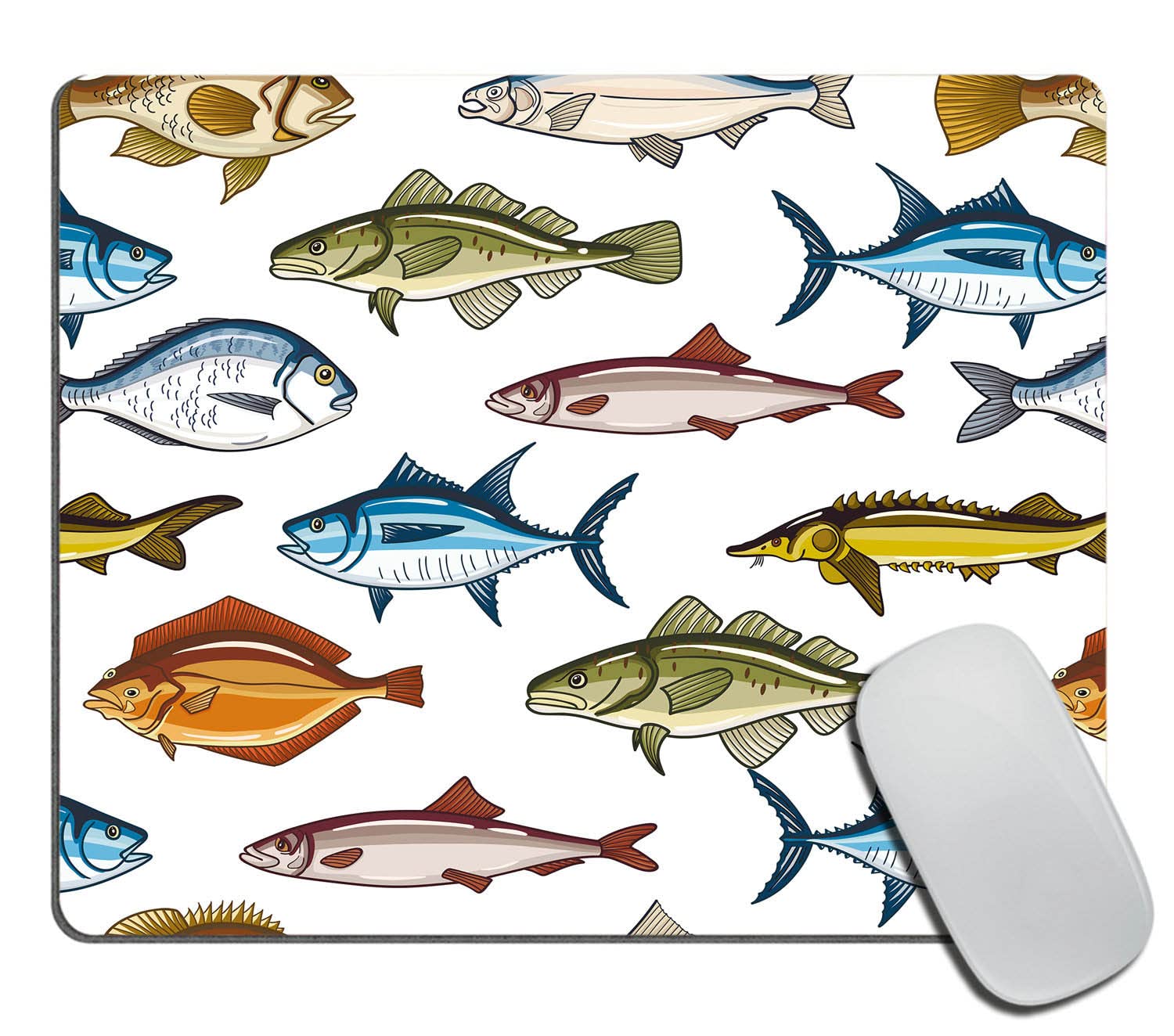 Non-Slip Rubber Base Mouse Pad - Fish Design Square Mouse Mat for Office & Laptop (9.5