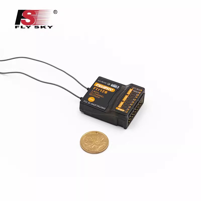 FLYSKY FTr12B 2.4GHz 12 Channel Receiver for PL18EV PL18 NB4+ Transmitter - Compatible with RC Cars, Remote Controlled Trucks & Helicopters (39x32x15mm) - Perfect for Racing, Off-Roading & Aerial Stunts