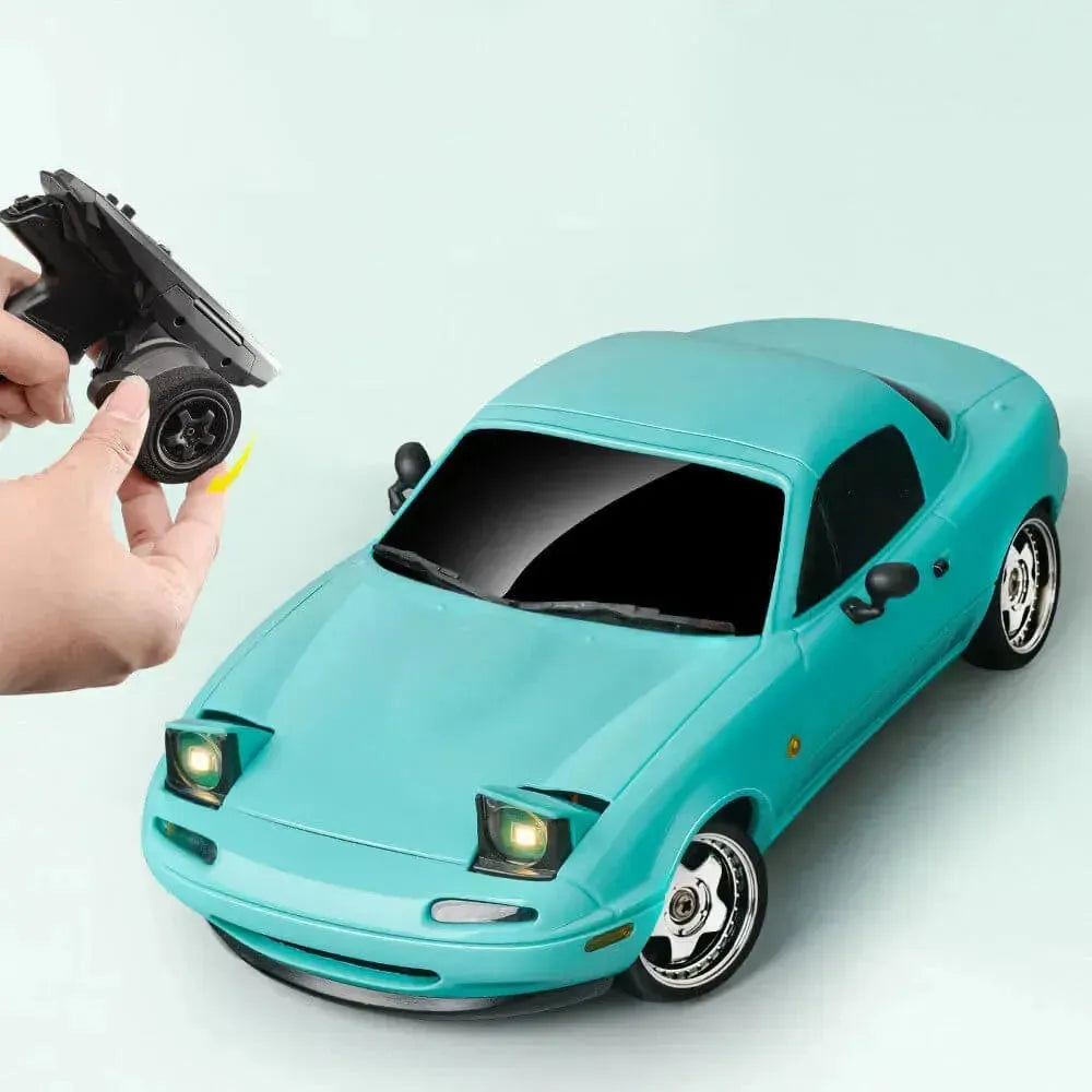 LDRC 1804 1/18 Scale RC Drift Car Ready-to-Run (RTR) - Mazda MX-5 Replica with Upgraded 1200mAh Battery, High-Grip Tires & Obstacle Set - Perfect for Indoor/Outdoor Drifting, Racing & Stunt Practice