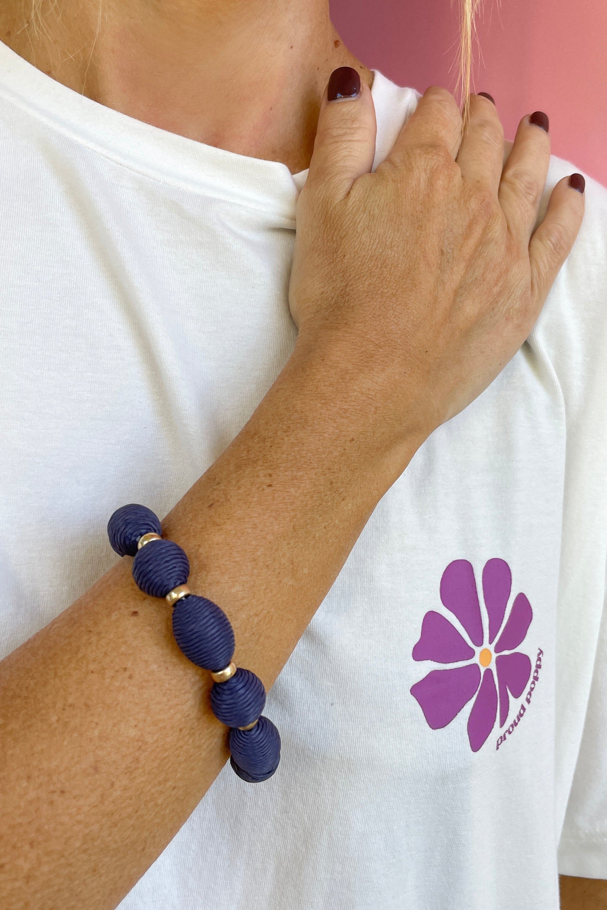 Elegant Navy & Gold Beaded Bracelet for Women - Handmade Boho Chic Jewelry - Perfect for Parties, Weddings & Everyday Wear