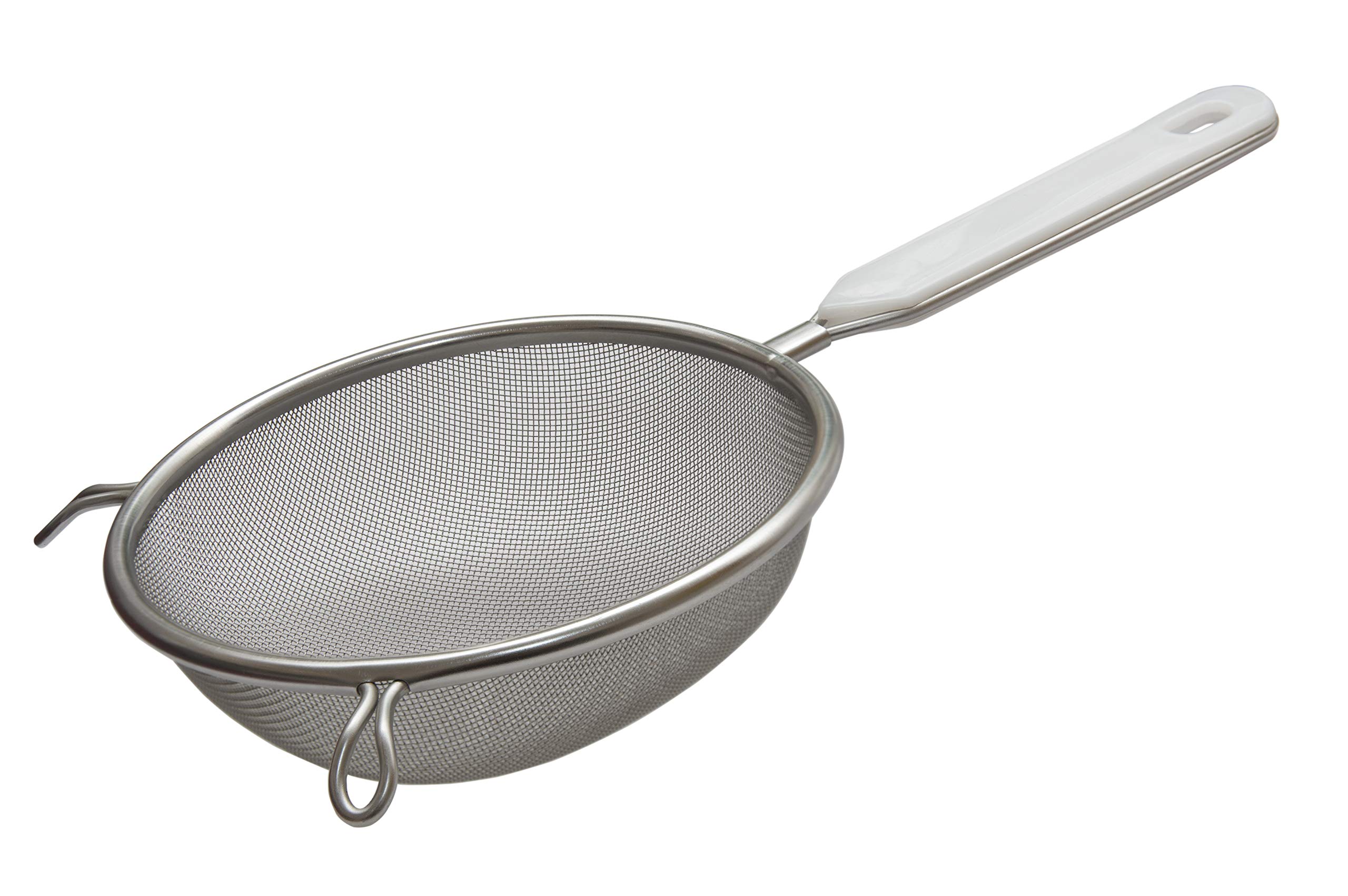 Better Houseware 4.75-Inch Stainless Steel Mesh Strainer with Ergonomic White Handle - Perfect for Draining Pasta, Washing Vegetables, and Straining Tea Leaves