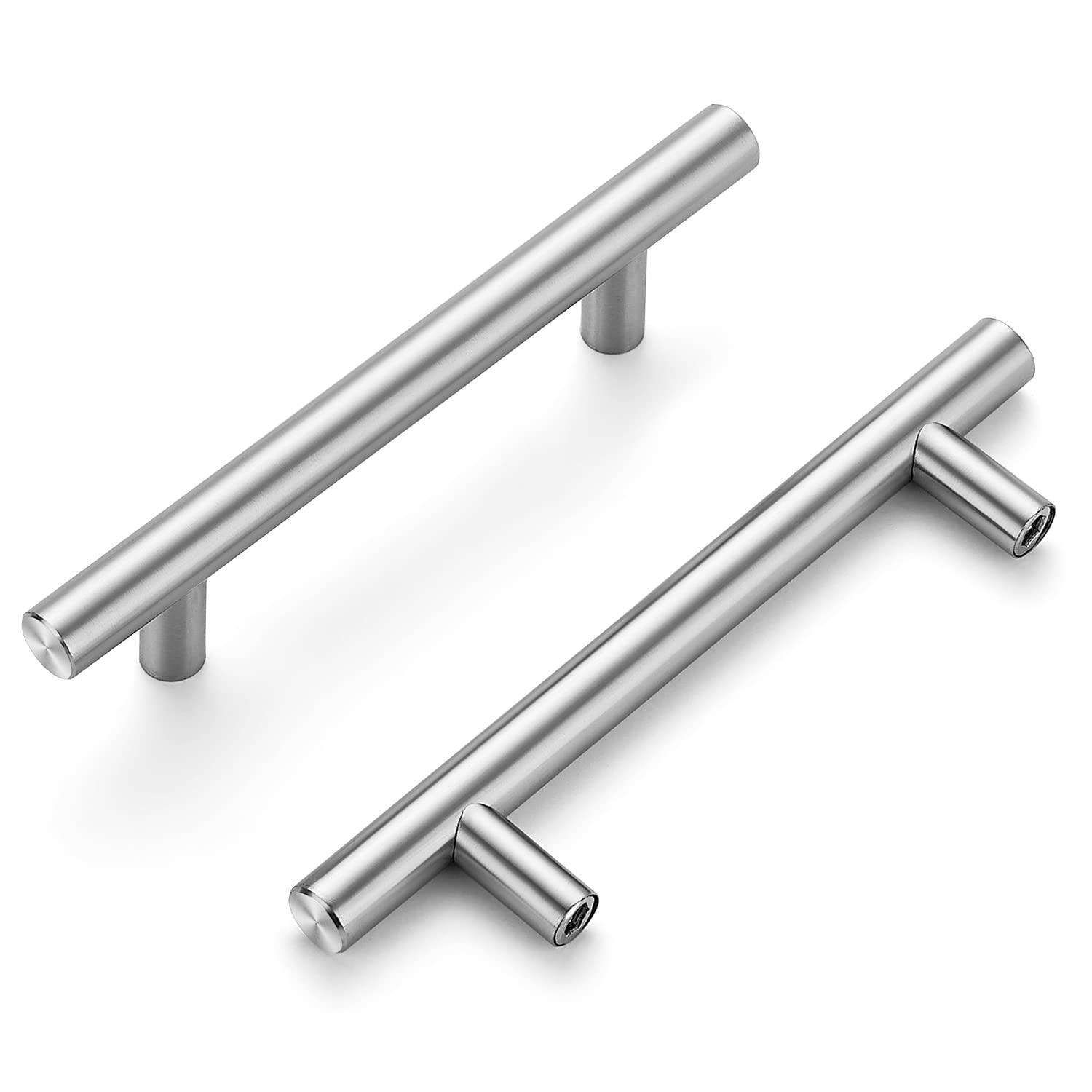 Home Expert 5-Pack 3.5 Inch Brushed Nickel Cabinet Handles - Premium Stainless Steel Drawer Pulls for Kitchen Cabinets, Dressers & Furniture (6 Inch Overall Length) - Perfect for Home Renovation & DIY Projects