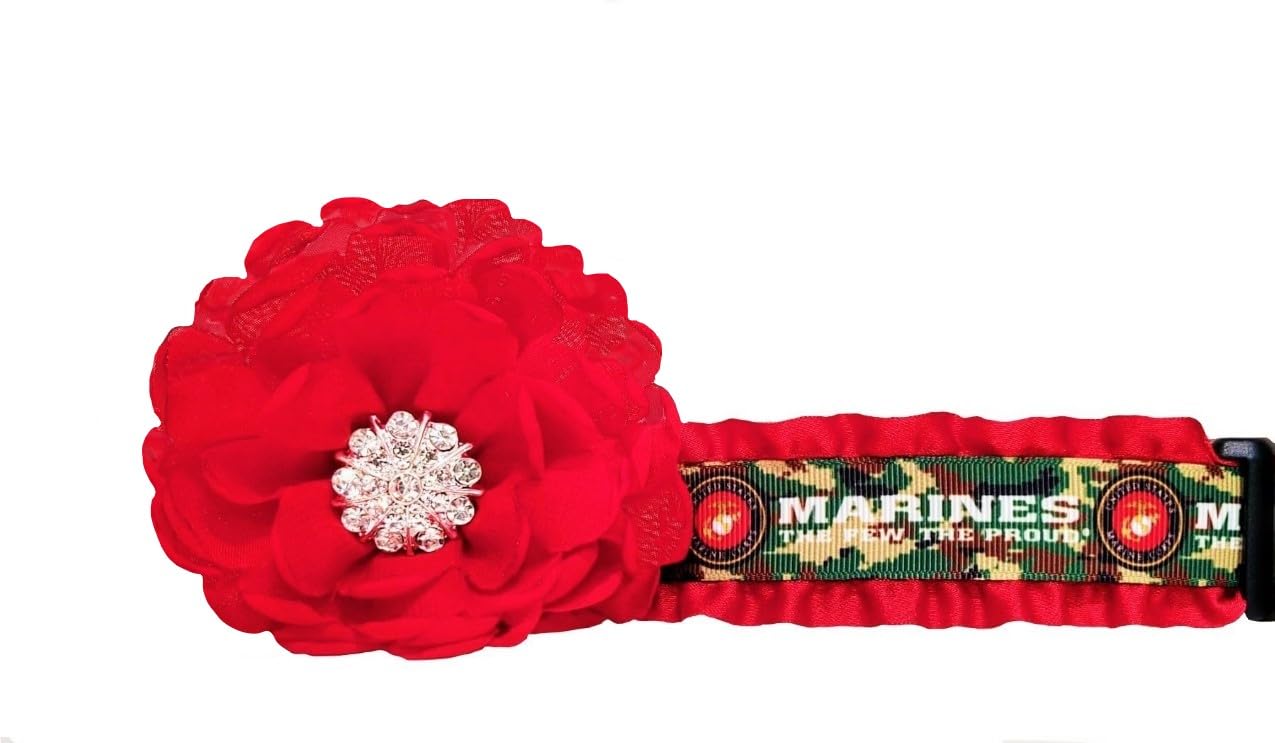 **USMC Marine Corps Embroidered Dog Collar - Heavy Duty Nylon Military Dog Collar for Large Dogs - Perfect for Training, Hiking & Outdoor Adventures**