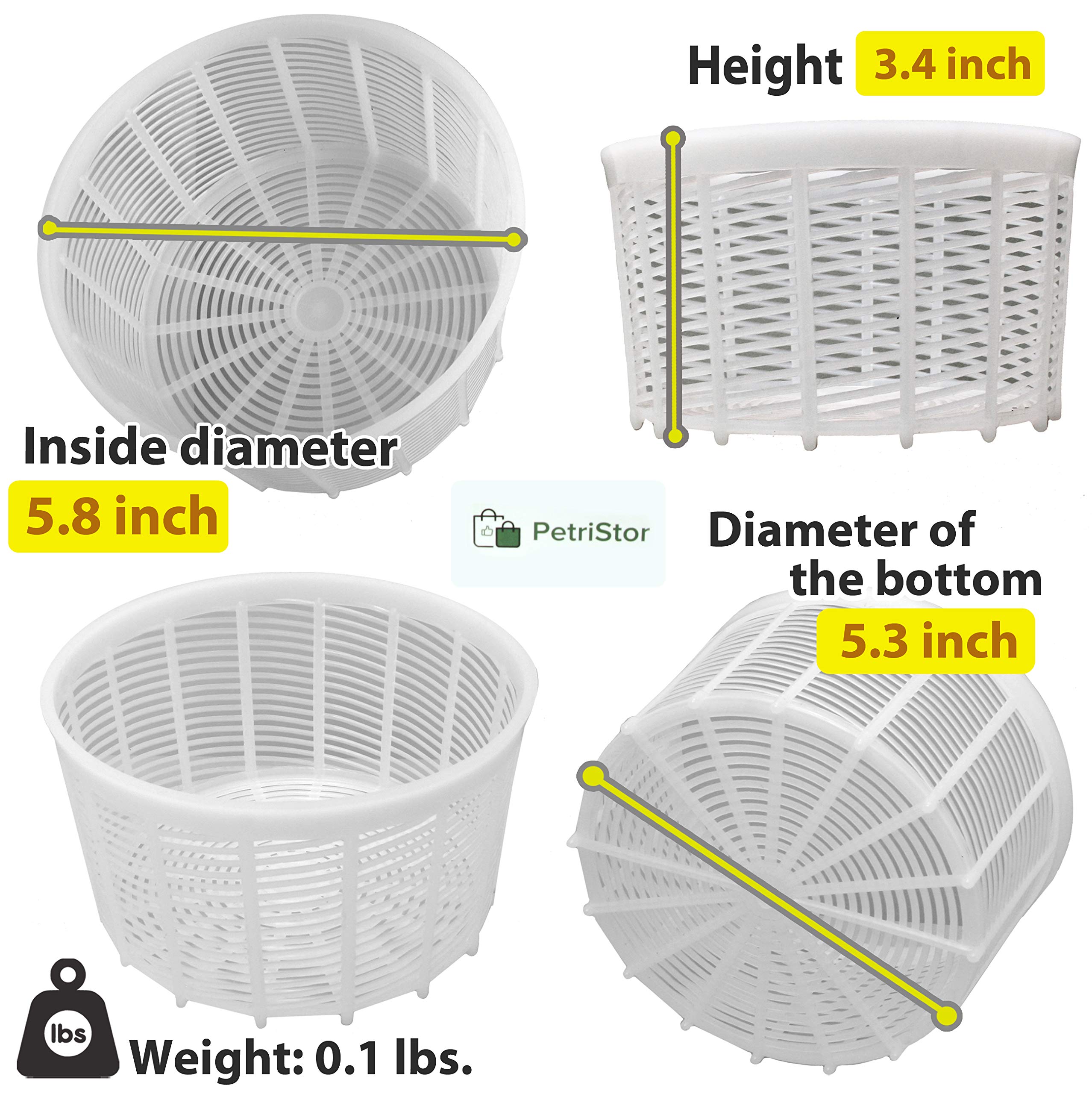 6-Piece Soft Cheese Mold Set for Homemade Cheese Making - 1.25QT Small Cheese Basket Mold for Feta, Ricotta & Cream Cheese - DIY Cheese Making Supplies - Perfect for Artisan Cheesemaking at Home (Molde Para Queso Fresco Casero) - Great for Gifts, Cooking Classes & Farmhouse Kitchens