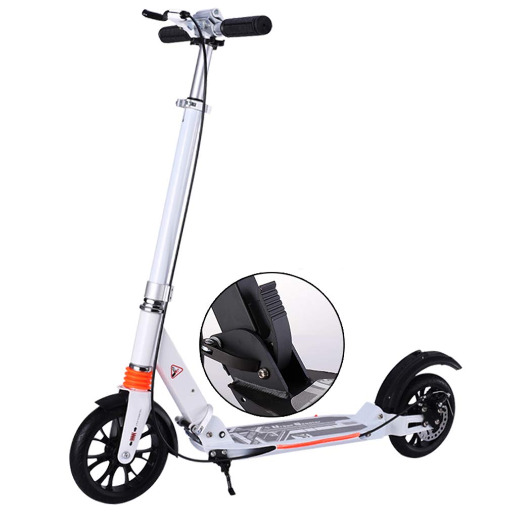 Lnx Kick Scooter for Adults, Kids & Teens - 100KG Weight Capacity - Adjustable Height Foldable Scooter - White & Black Colors - Perfect for Commuting, School & Urban Travel
