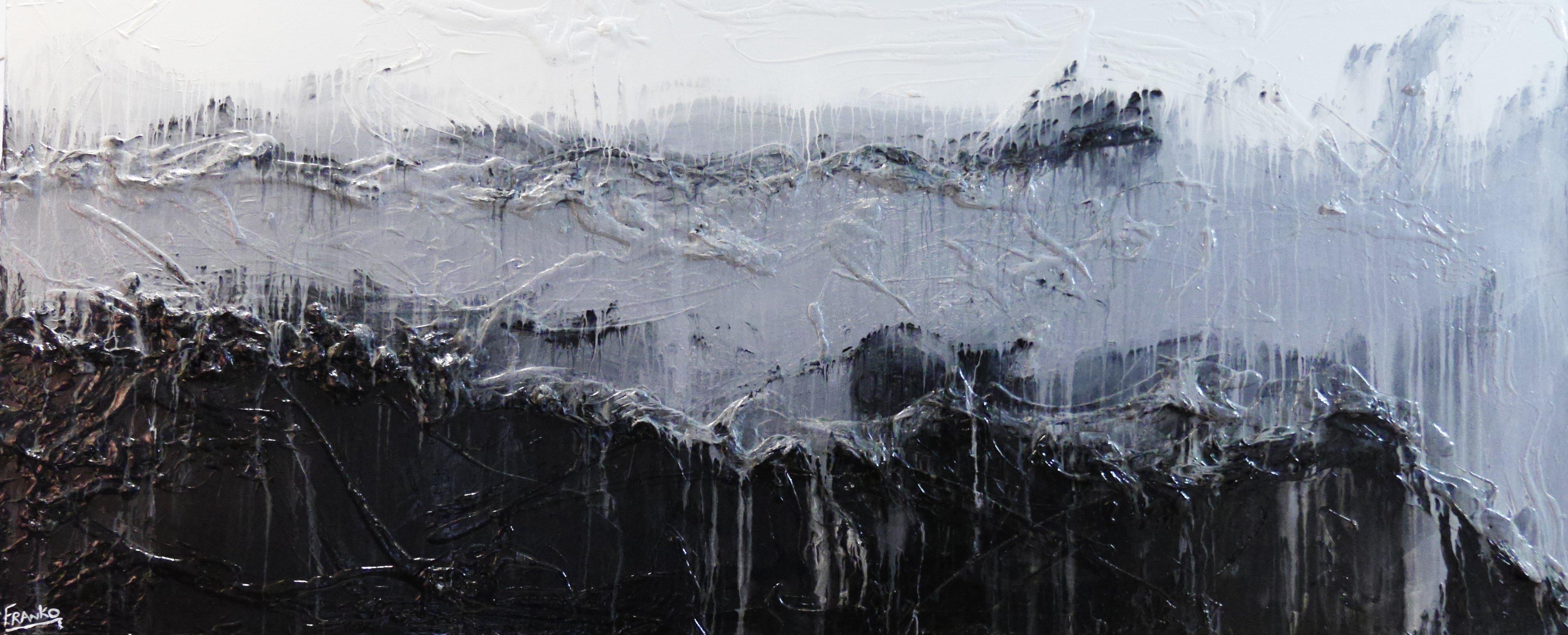Grey Abstract Painting 240cm x 100cm - Modern Large Wall Art for Living Room, Bedroom & Office Decor | In The Light Of Grey