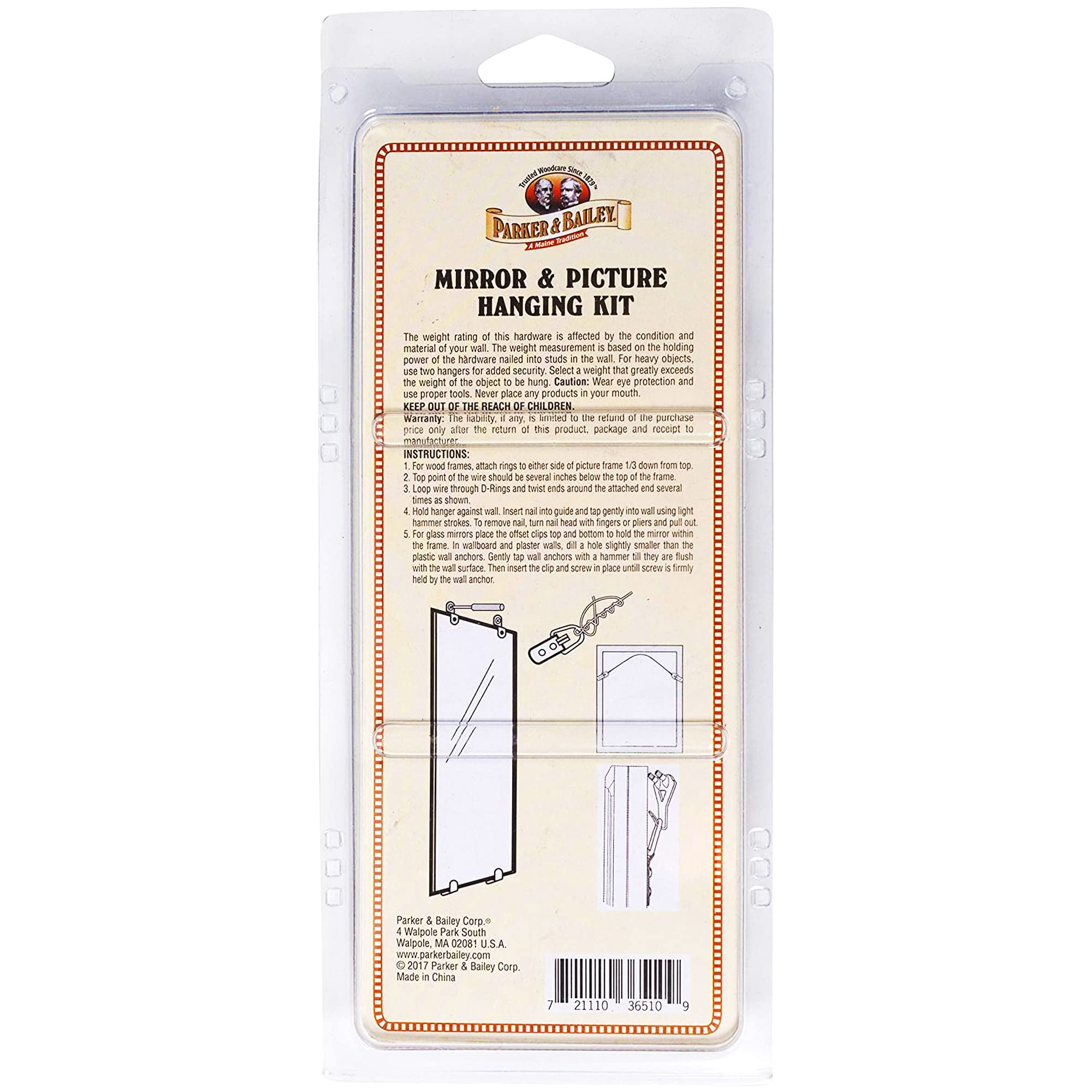 Parker & Bailey 28-Piece Heavy Duty Picture Hanging Kit with Hooks, Nails & Wire - Complete Wall Decor Hanging Solution for Frames, Collages & Home Decor - Perfect for Living Rooms, Bedrooms & Offices