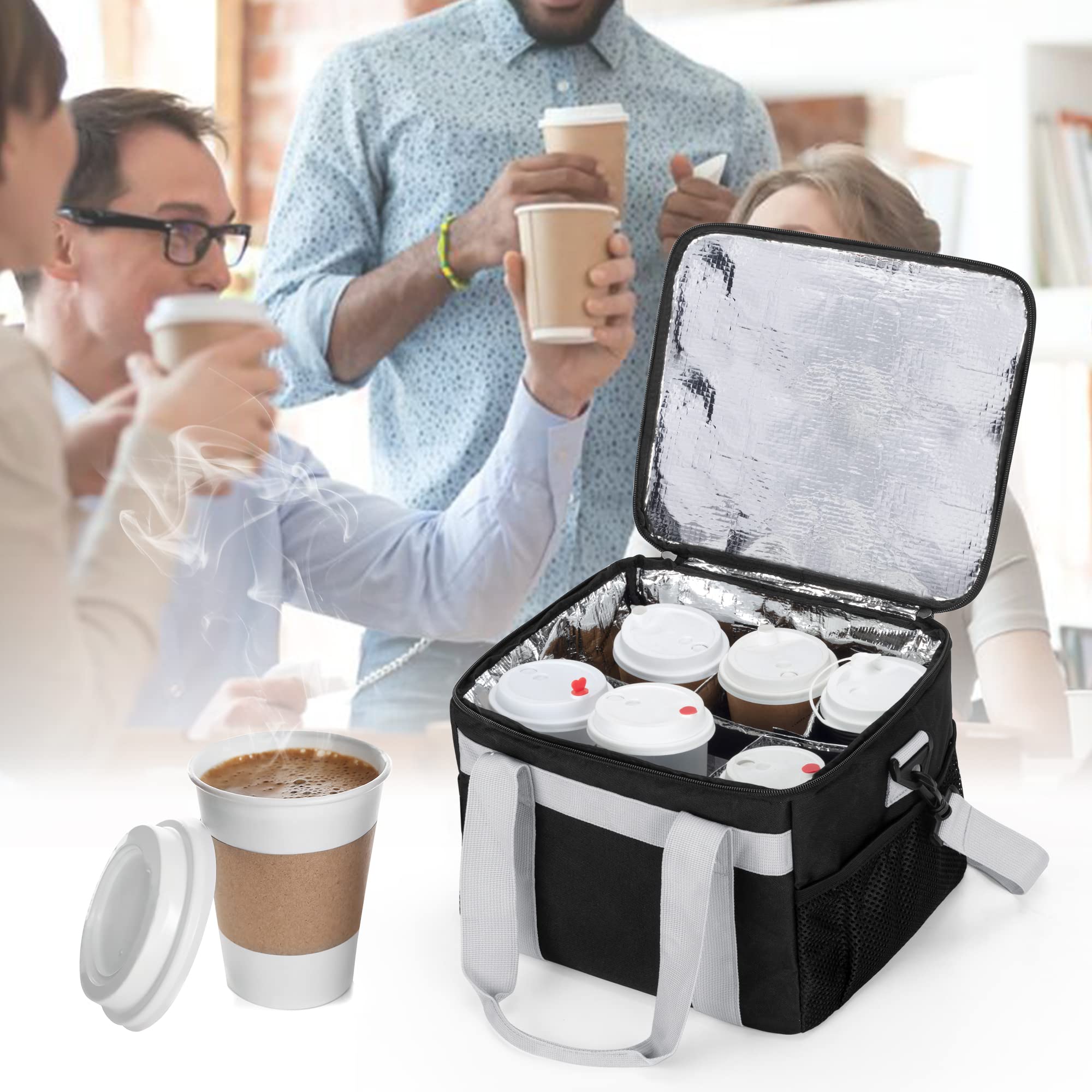 LoDrid Reusable 6-Cup Drink Carrier with 2 Handles - Perfect for Coffee, Bubble Tea & Smoothie Delivery - Ideal for Restaurants, Cafes & Food Trucks