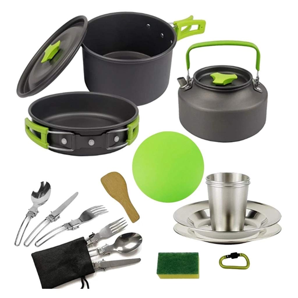 EODNSOFN Portable Camping Cookware Set - Lightweight 2-3 Person Outdoor Cooking Pot with Pan | Perfect for Hiking, Backpacking, Picnics & RV Trips | Durable Camp Stove Cookware for Wilderness Adventures