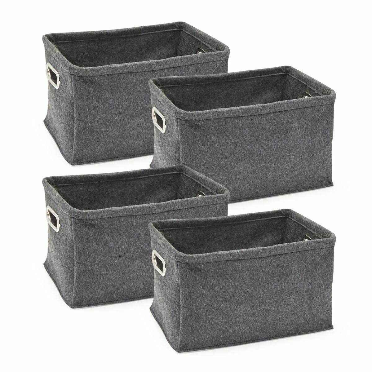 HilariousM Grey Laundry Storage Baskets with Handles & Lids - Plastic Organizing Bins for Bathroom, Closet, Bedroom & Home Organization | Multi-Purpose Storage Solution for Clothes, Toys & Household Items