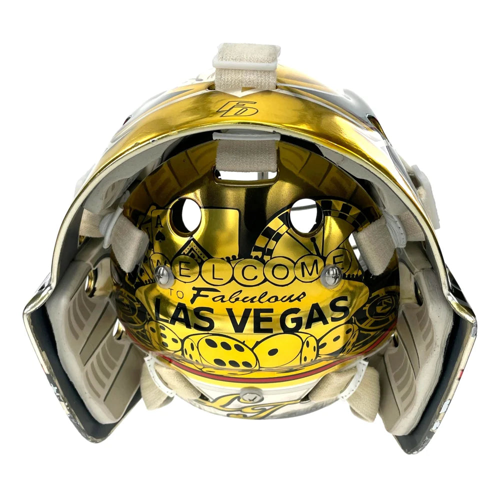 Authentic Logan Thompson Game Used Signed Goalie Mask 2022-23 Season with COA - Vegas Golden Knights NHL Hockey Memorabilia - Perfect for Collectors, Fans, and Sports Memorabilia Displays