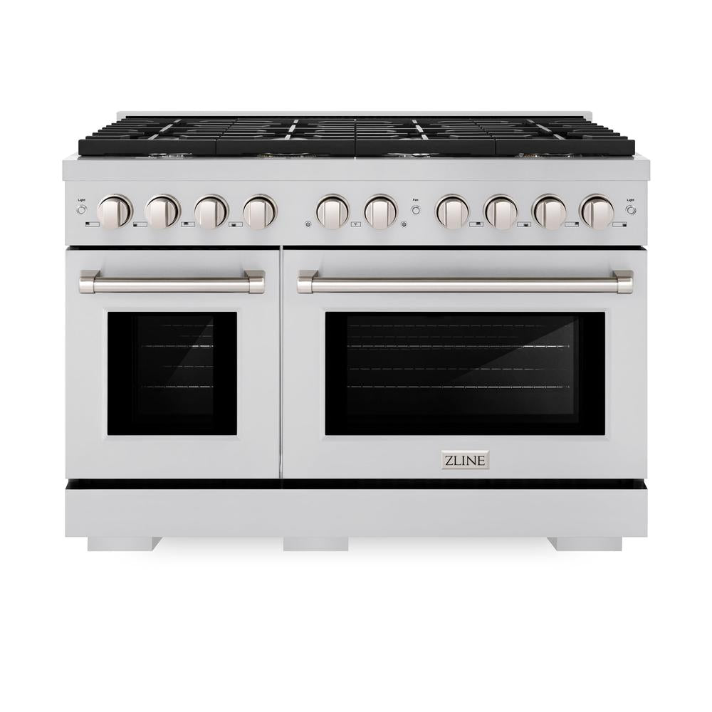 ZLINE 48-inch 6.7 cu.ft Stainless Steel Dual Fuel Range - 8 Burner Gas Cooktop & Double Oven (Model SDR48) | Professional Kitchen Appliance for Home Chefs & Large Family Cooking