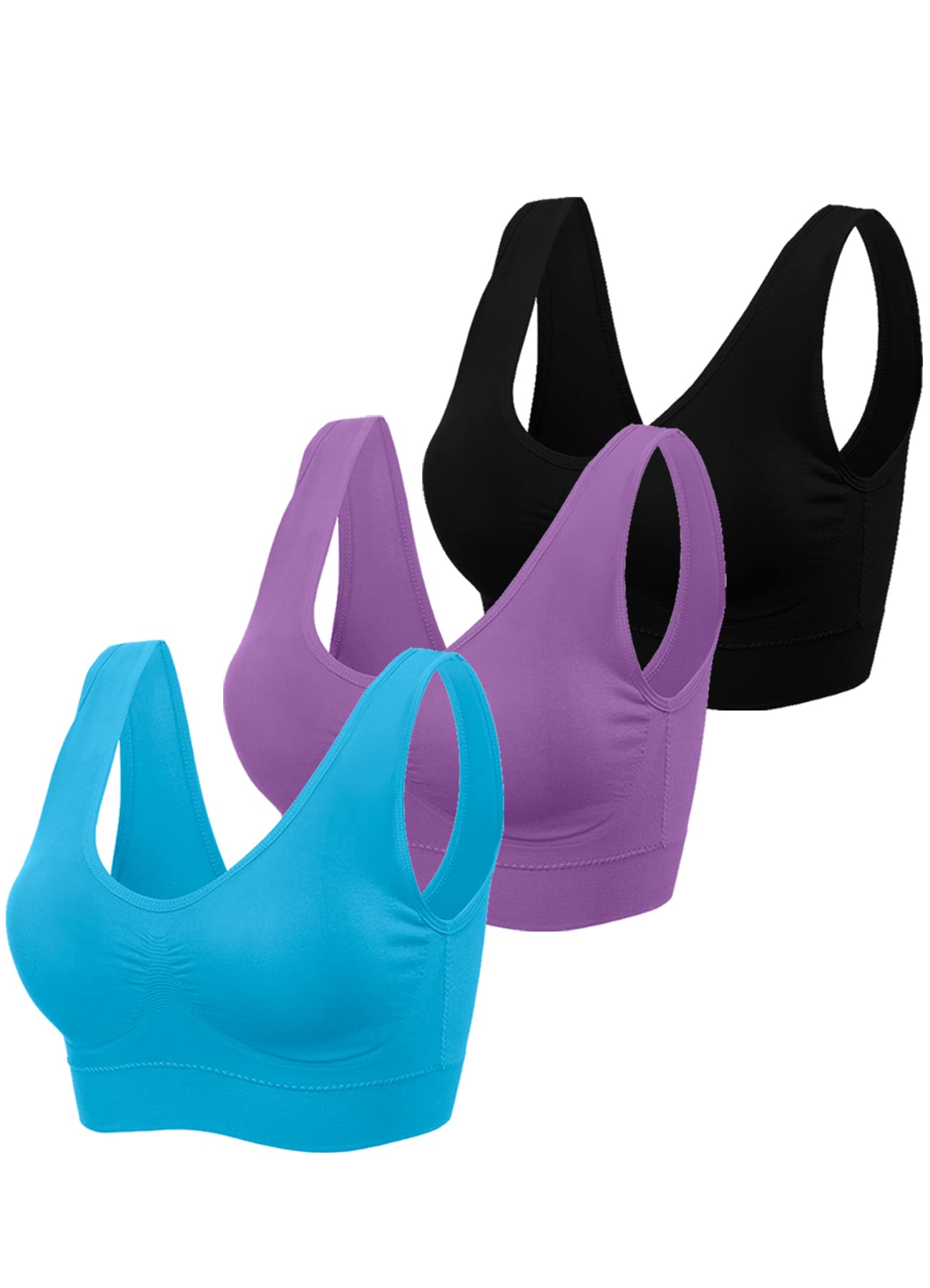 TOBWIZU Women's Medium Support Sports Bras with Pocket - Yoga, Gym & Workout Activewear - Perfect for Running, Fitness & Everyday Wear