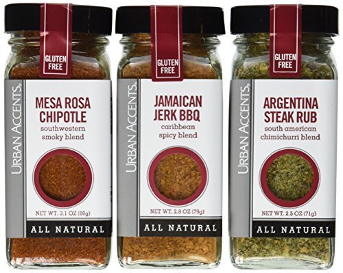 Urban Accents Latin Heat All Natural Seasoning Set - Gluten Free Mesa Rosa Chipotle, Argentina Steak Rub & Jamaican Jerk BBQ Spices | Perfect for Grilling, Roasting & BBQ