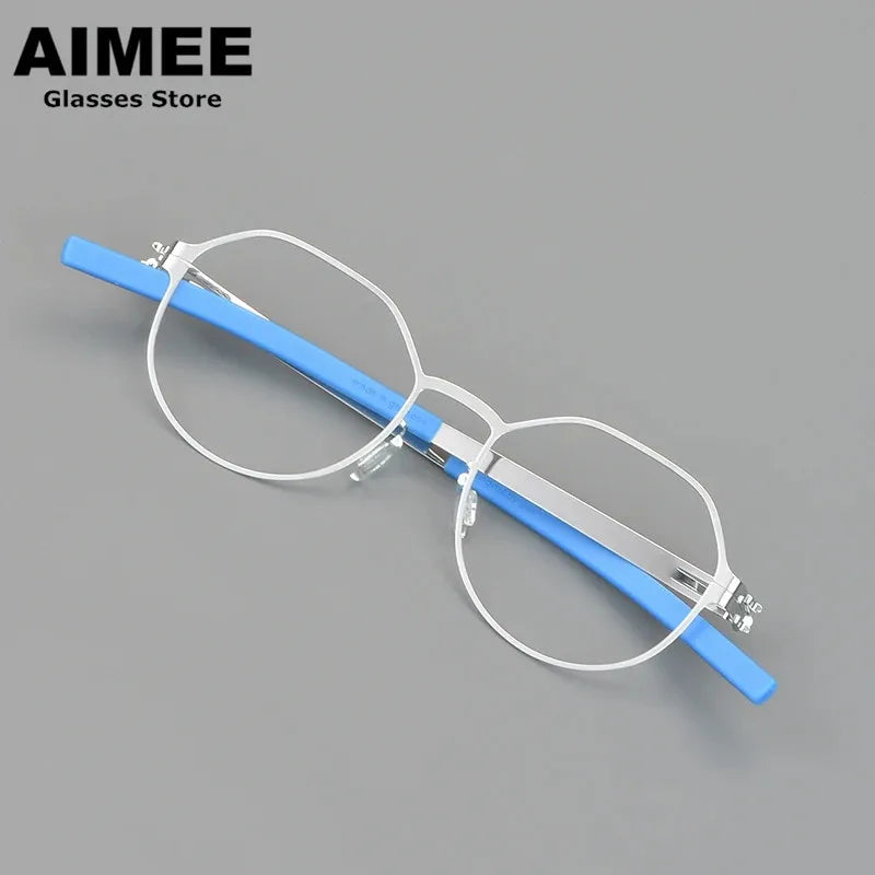 Aimee Women's Full Rim Polygon Round Screwless Steel Eyeglasses 4943 - Stylish & Lightweight Eyewear for Work, Reading & Everyday Use