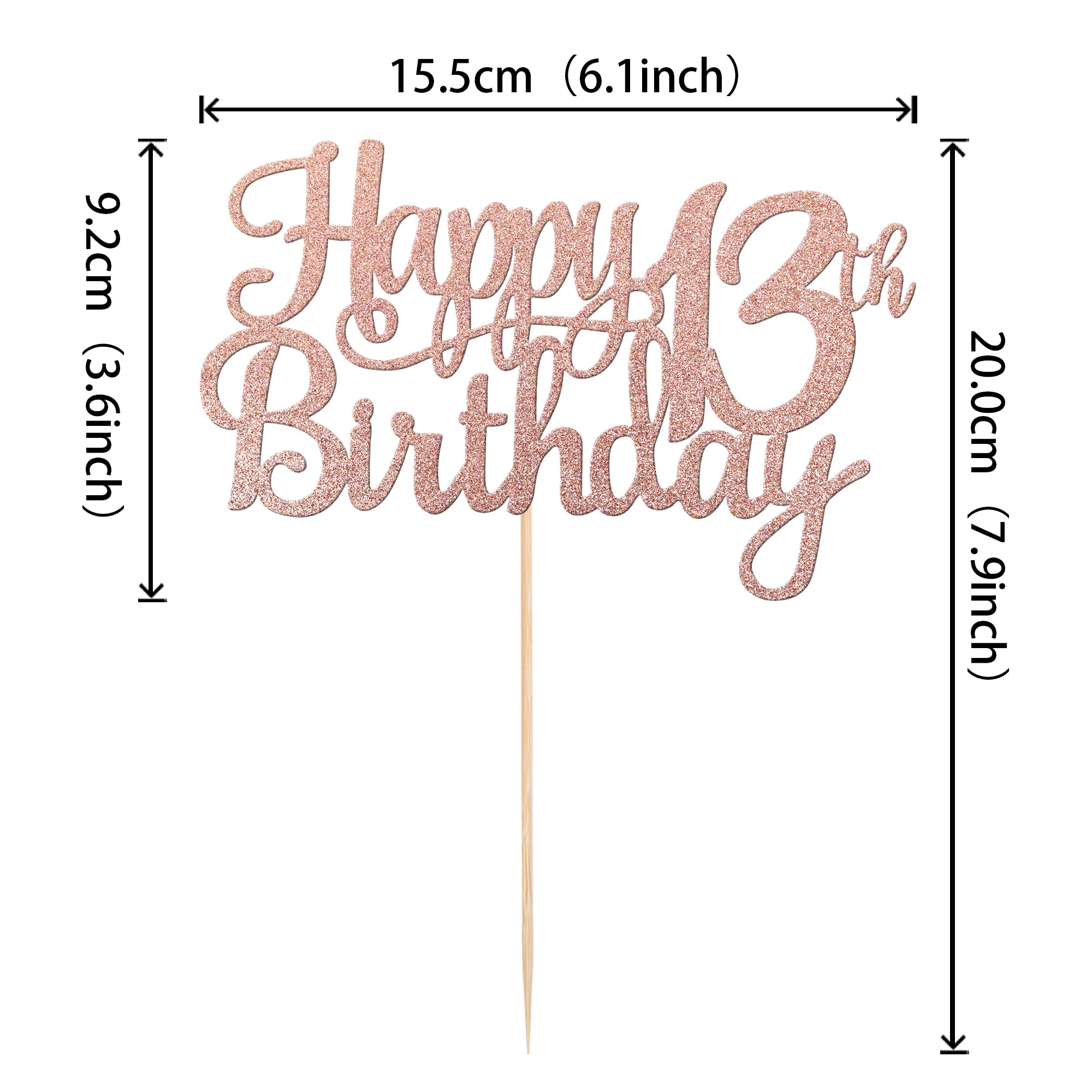 1 PCS Happy 13th Birthday Cake Topper - Glitter 