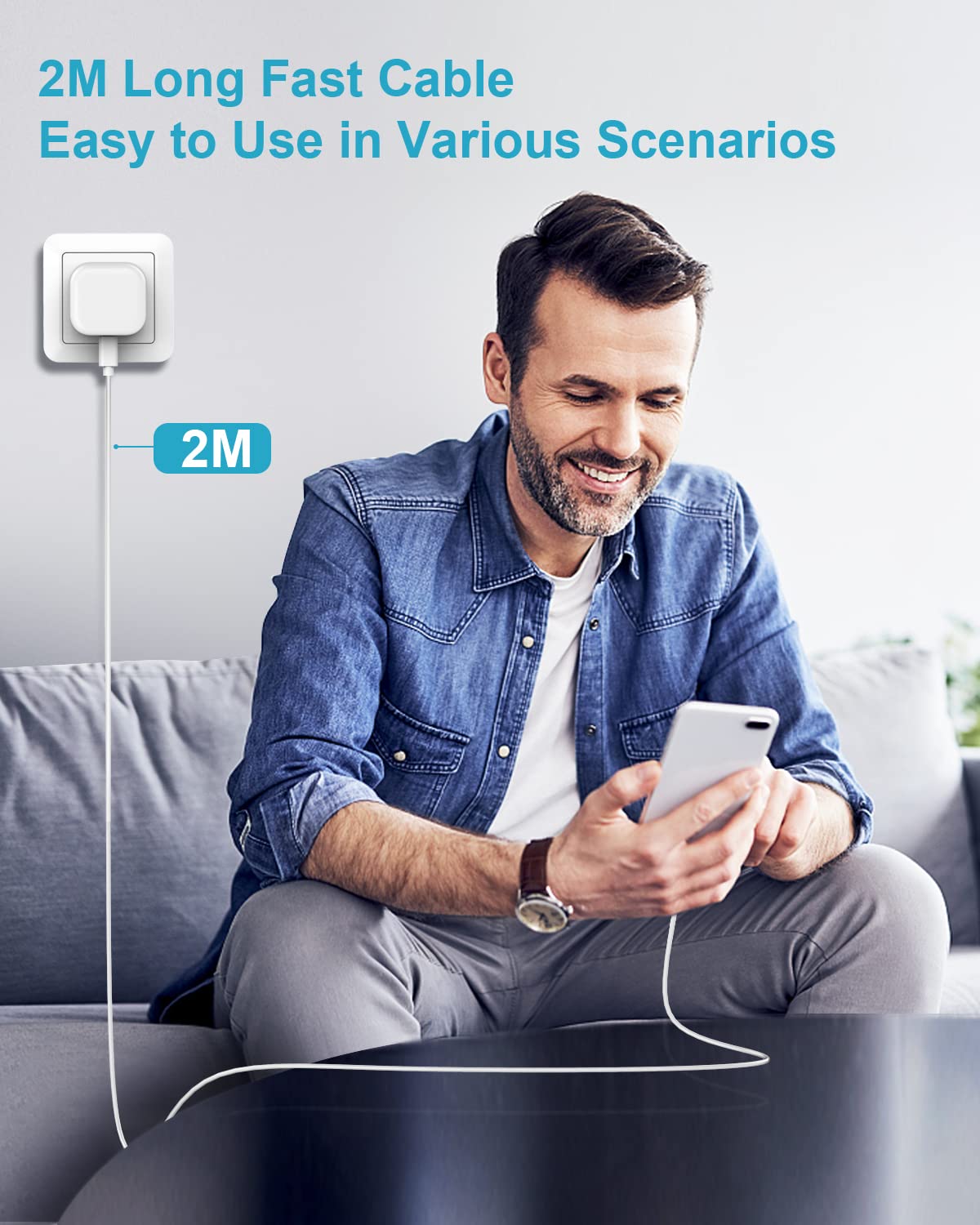 HOSOW 20W USB C Fast Charger with MFi Certified USB C to Lightning Cable (2M) - Compatible with iPhone 13/12/11 Pro Max/Mini/XS/XR/X/SE/8 & iPad - Perfect for Home, Office & Travel Charging