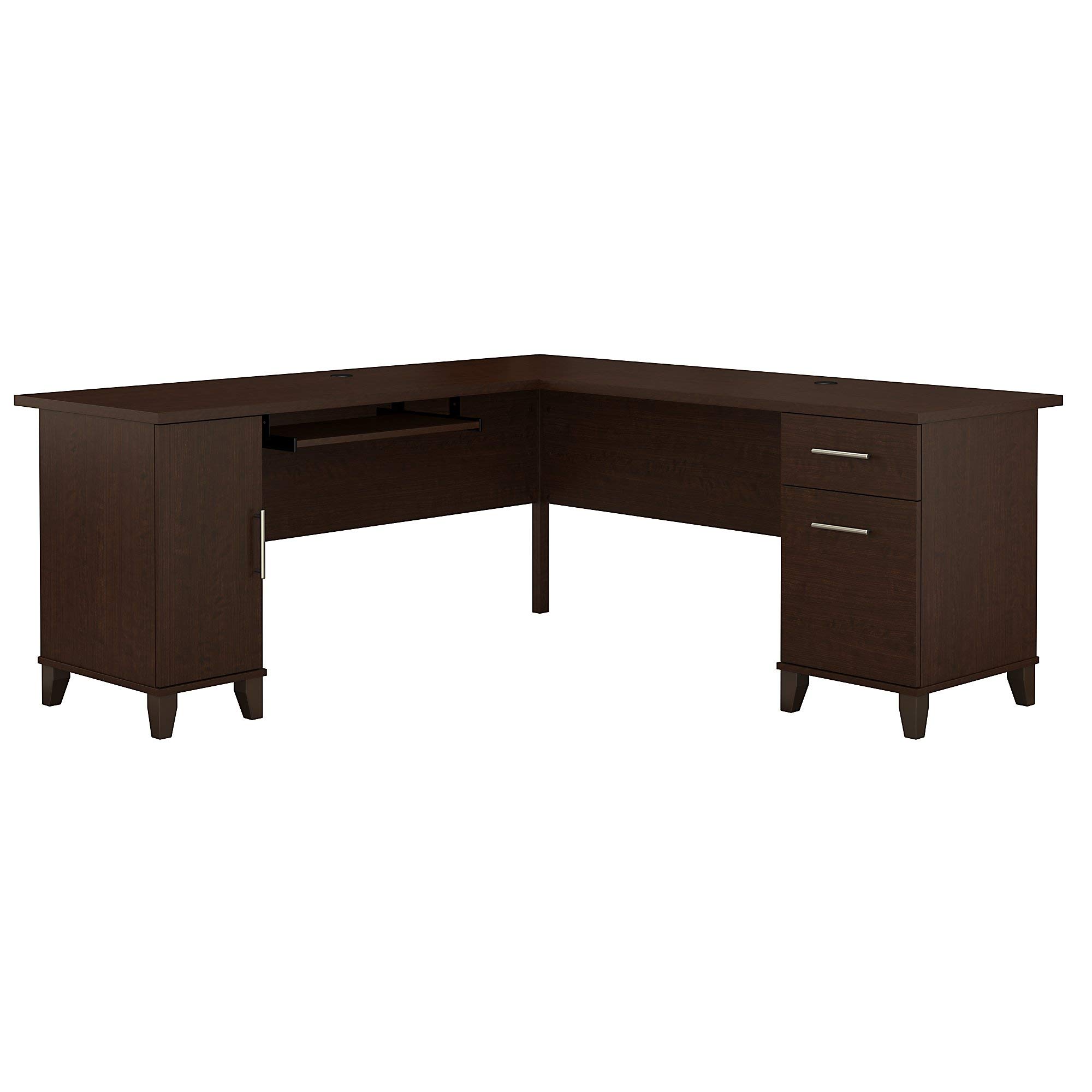 Bush Furniture Somerset 71W L-Shaped Desk in Mocha Cherry - Home Office Computer Desk for Small Spaces, Gaming & Workstation Setup