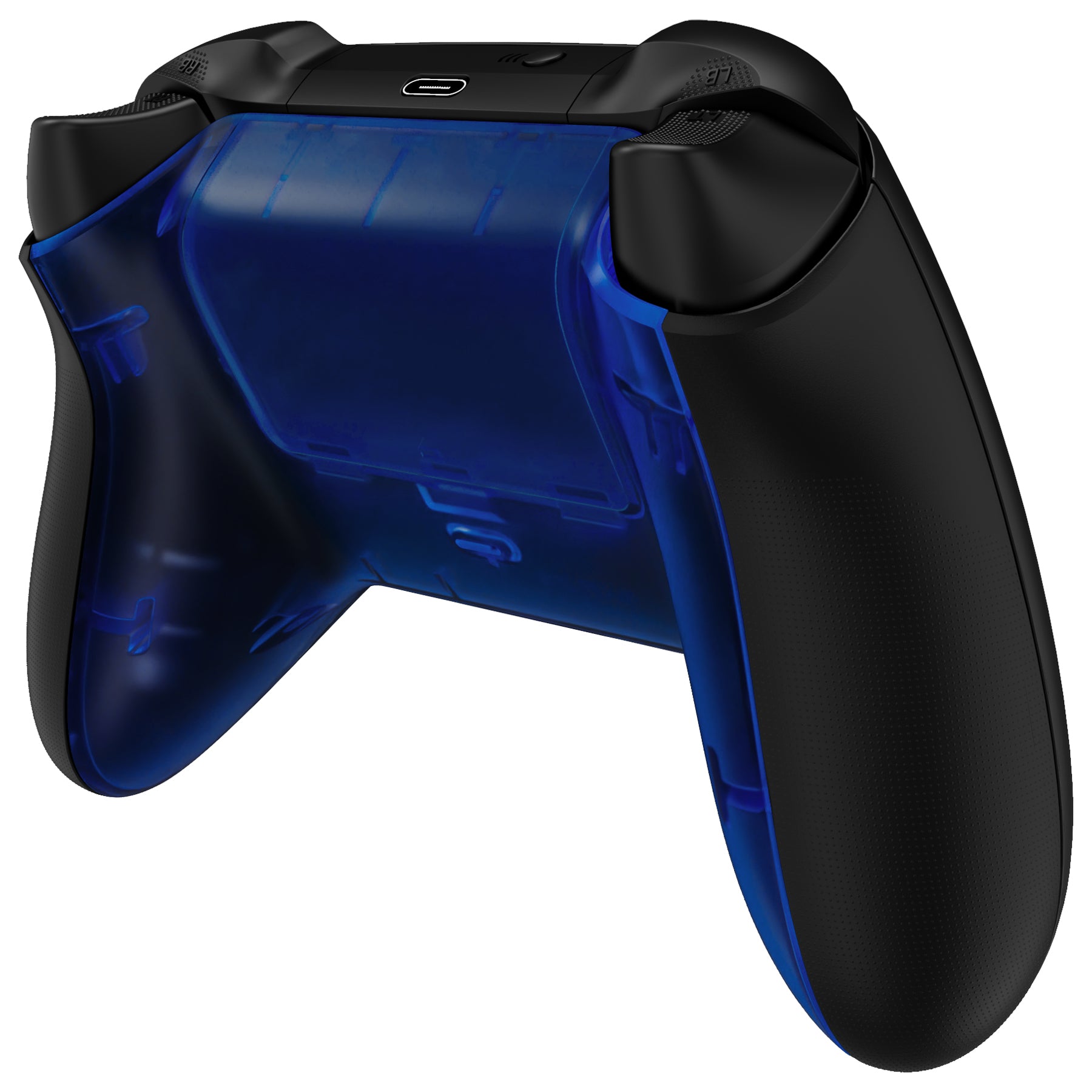 ExtremeRate Clear Blue Custom Bottom Shell & Battery Cover for Xbox Series S/X Controller - DIY Replacement Backplate for Xbox Core Controller Model 1914 - Perfect for Gaming Enthusiasts & Custom Mods (Controller & Side Rails Not Included) BX3M504