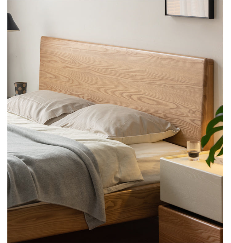 Solid Oak and Ash Wood Nordic Minimalist Floating Bed Frame - Perfect for Modern Bedroom, Guest Room, and Loft Decor