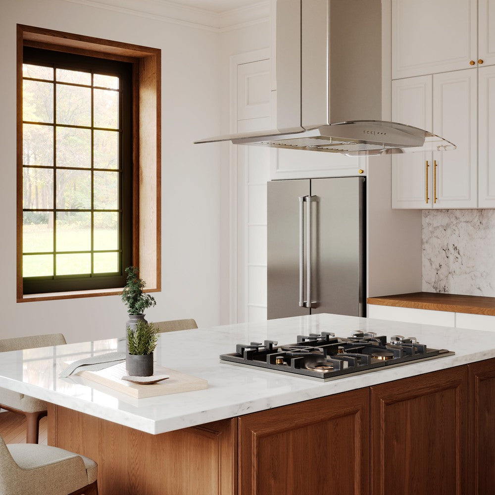 ZLINE GL5i 30-Inch Island Mount Range Hood - Stainless Steel & Glass Design for Modern Kitchens | Powerful Ventilation for Cooking, Grilling & Baking