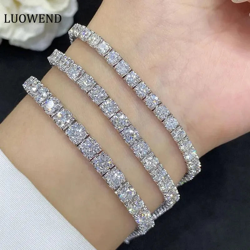18K White Gold Diamond Bracelet for Women - Real Natural Diamonds, Luxury Full DriIl Wedding & Party Jewelry - Perfect for Anniversaries, Engagements & Special Occasions