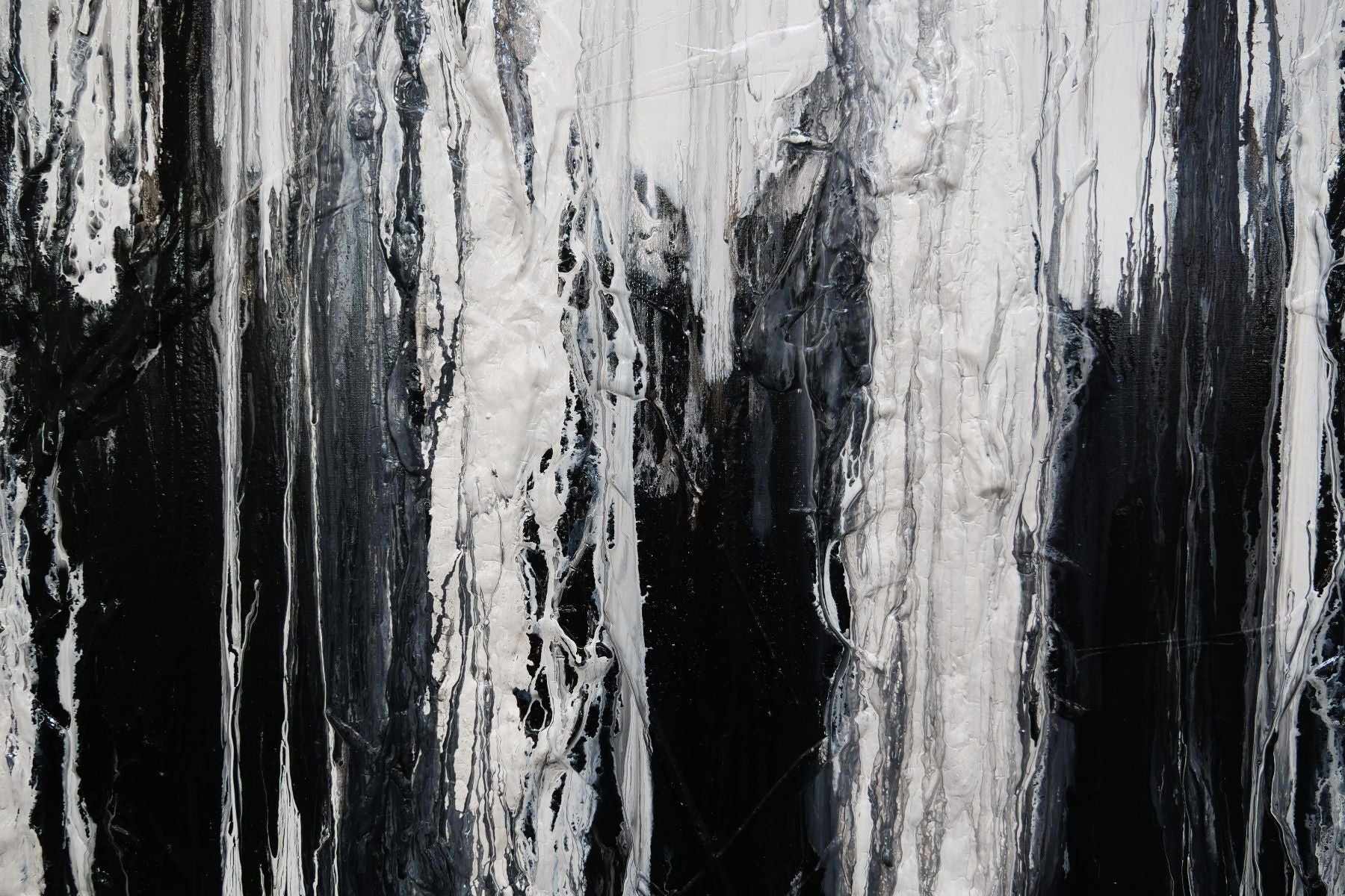 160cm x 100cm Black & White Textured Abstract Canvas Painting - Modern Physics Wall Art for Living Room, Bedroom & Office Decor