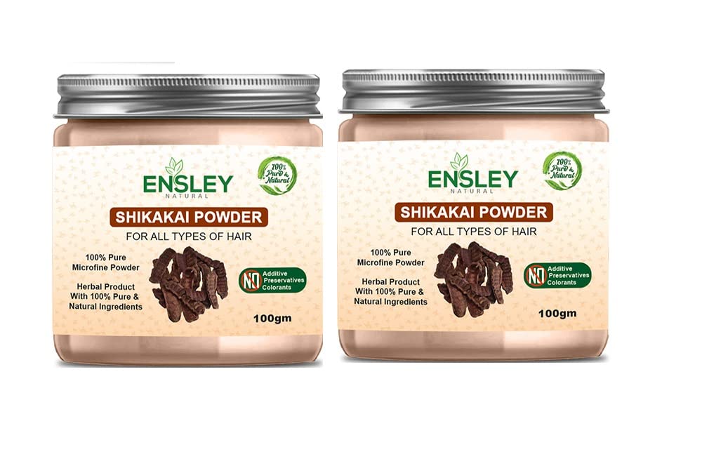 Ensley Natural & Pure Shikakai Powder for Hair Care - 200g (Pack of 2) | Ayurvedic Herbal Treatment for Stronger, Healthier Hair | Perfect for DIY Hair Masks & Natural Cleansing Rituals