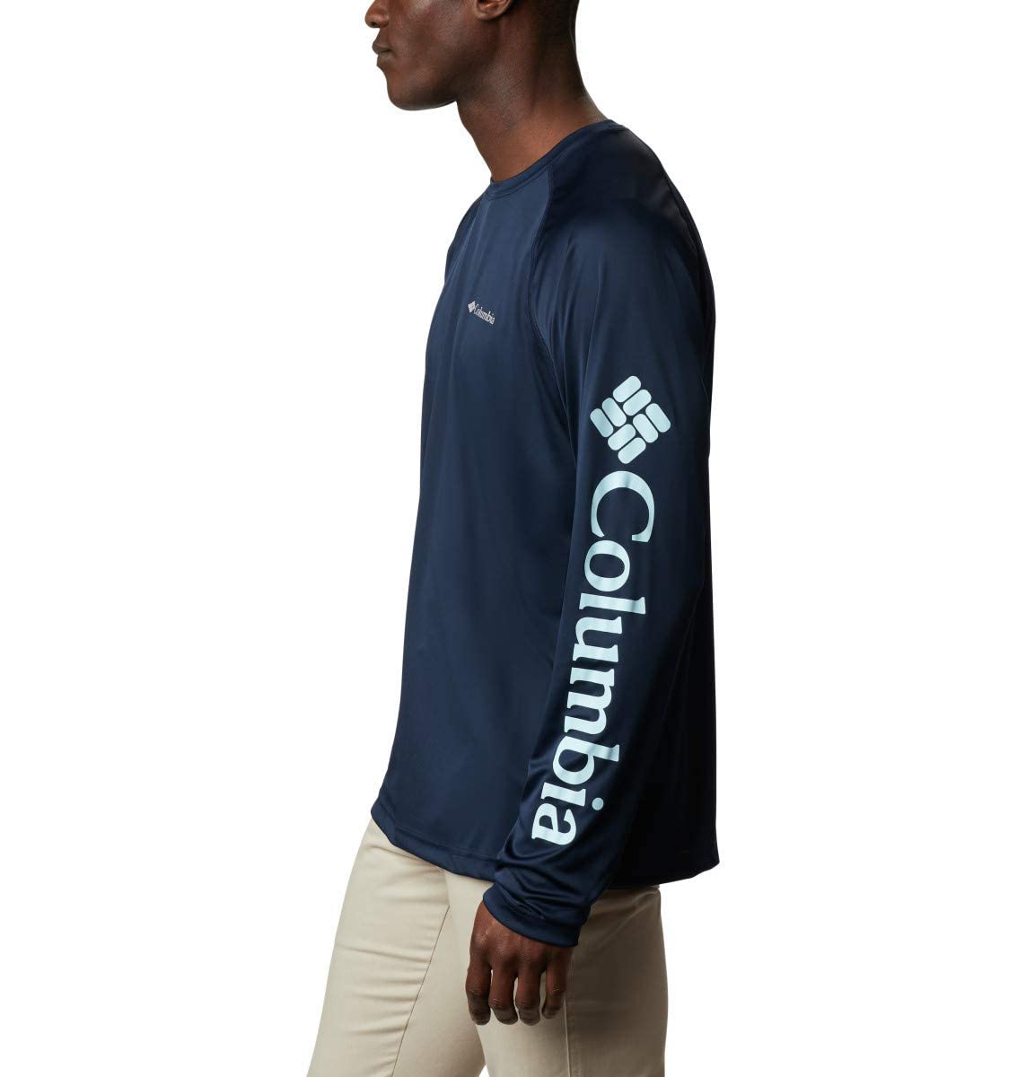 Columbia Men's Fork Stream Long Sleeve Shirt - Moisture-Wicking, UPF 30 Sun Protection - Collegiate Navy/Sky Blue - XX-Large for Hiking, Camping & Outdoor Adventures