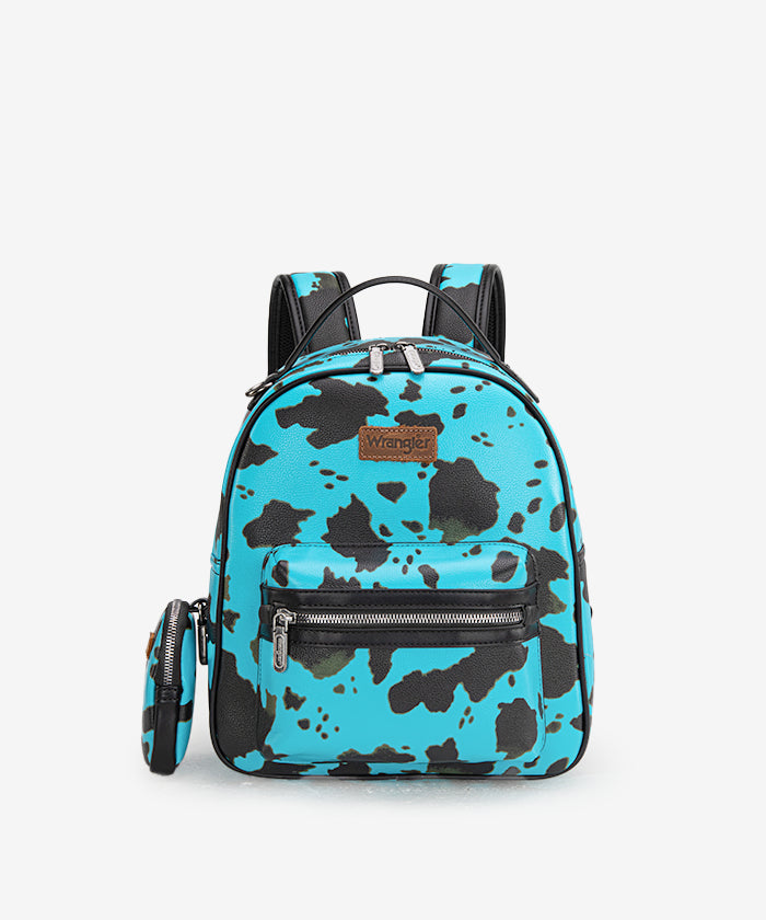 Wrangler Cow Print Backpack for Women & Men - Durable Laptop Backpack with USB Charging Port - Perfect for School, College, Travel & Outdoor Adventures