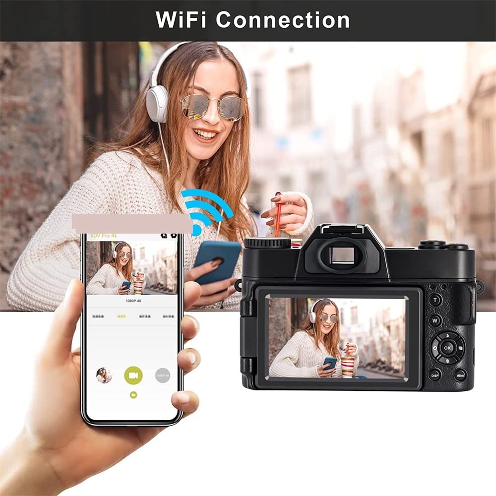 BODORME 48MP 4K Digital Camera with Flip Screen & 16X Zoom for Photography & Streaming