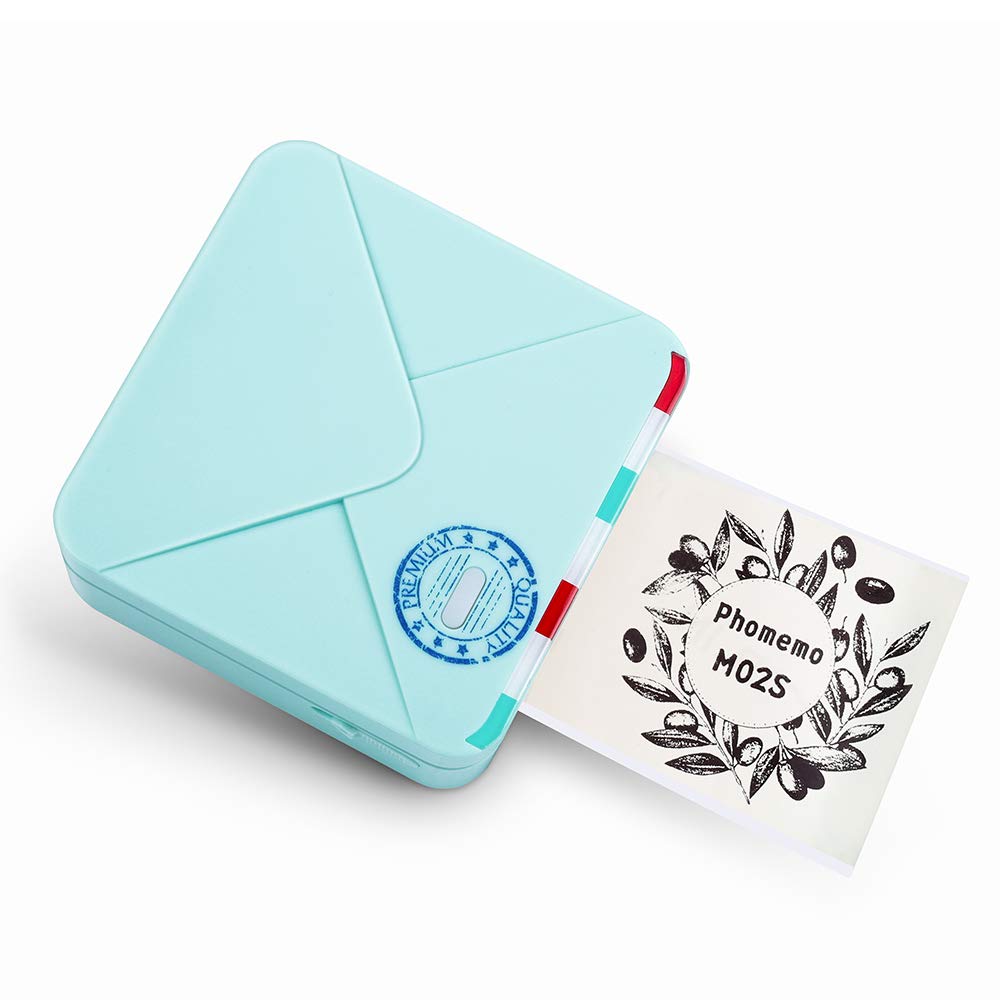 Phomemo M02S Pocket Printer - 300dpi Portable Bluetooth Mini Thermal Printer for DIY Crafts, Photo Printing, Study Notes - Wireless Phone Printer for Students, Office & Travel (Cyan) | Perfect for Scrapbooking, Journaling & Instant Memories